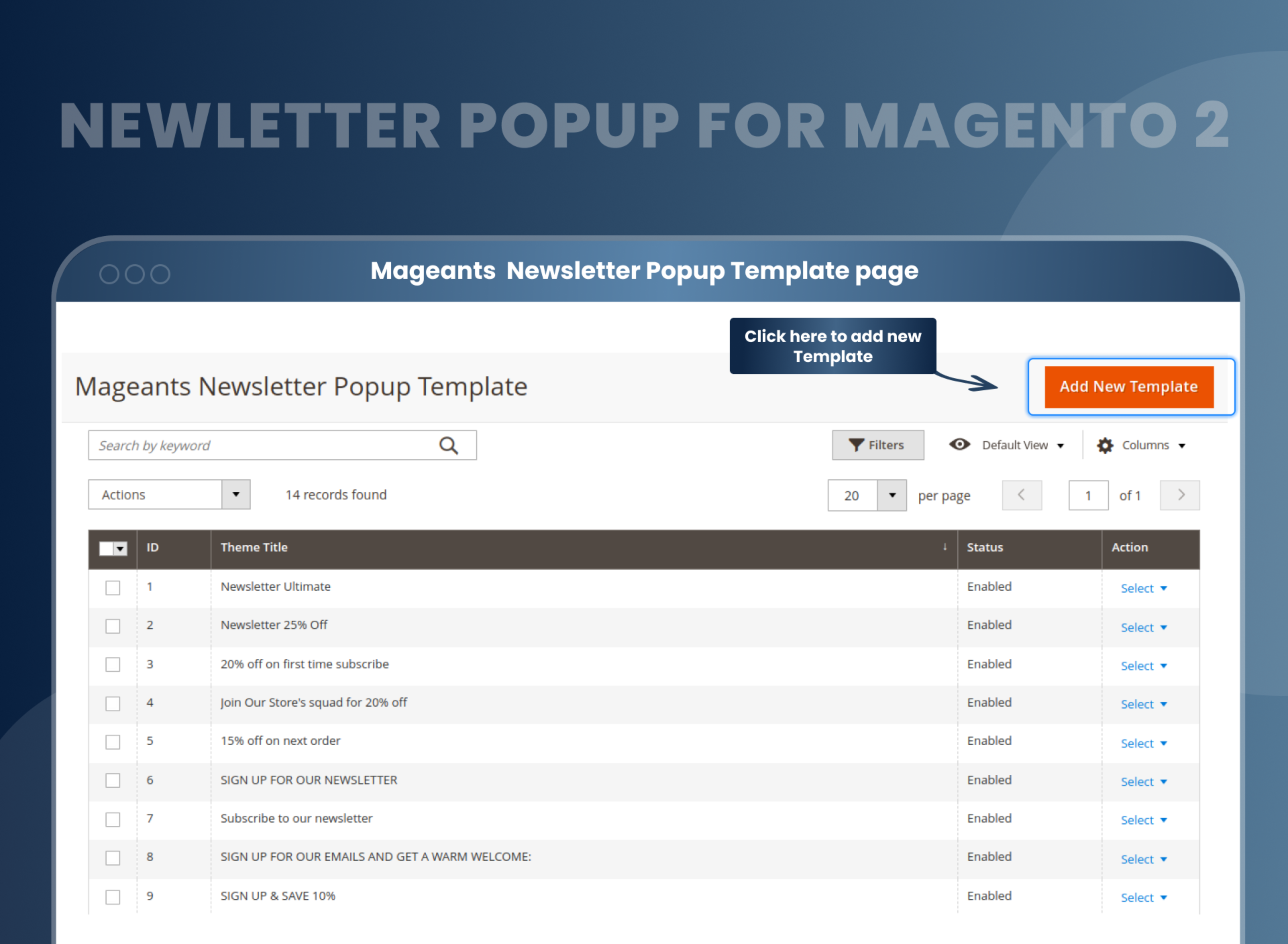 Mageants Newsletter Popup Template page