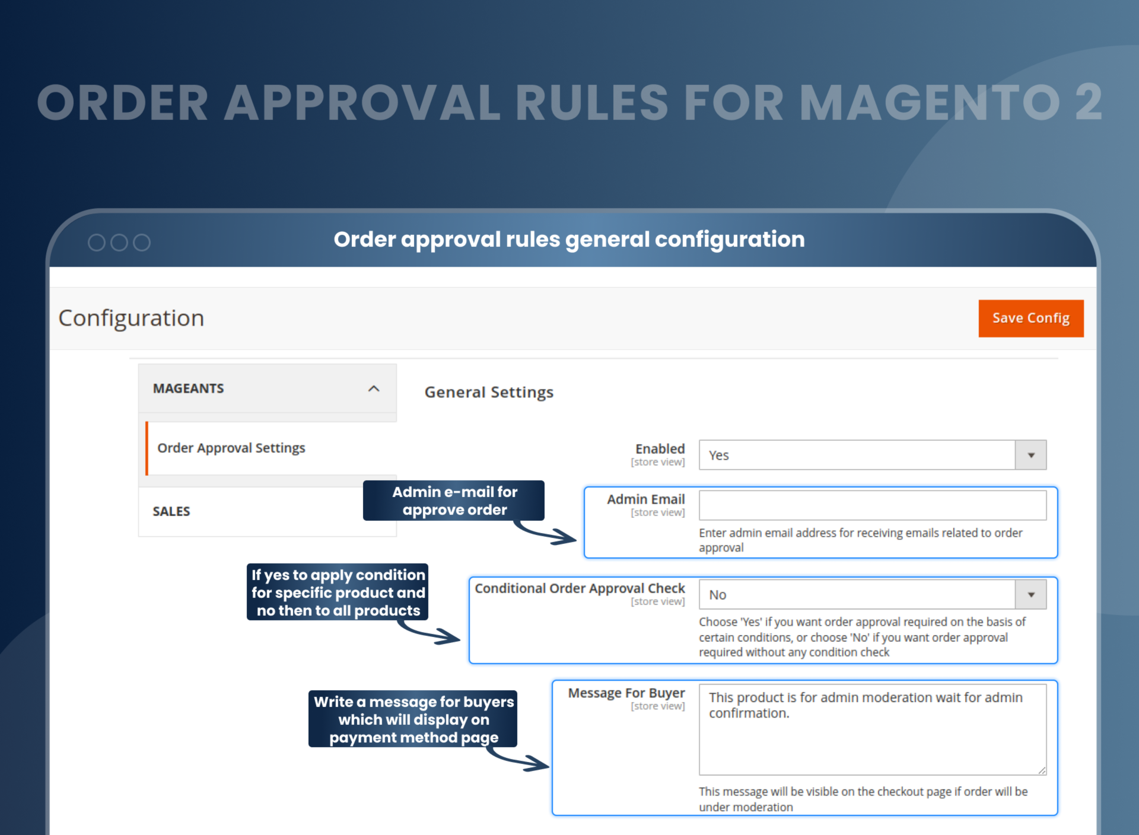 Order approval rules general configuration