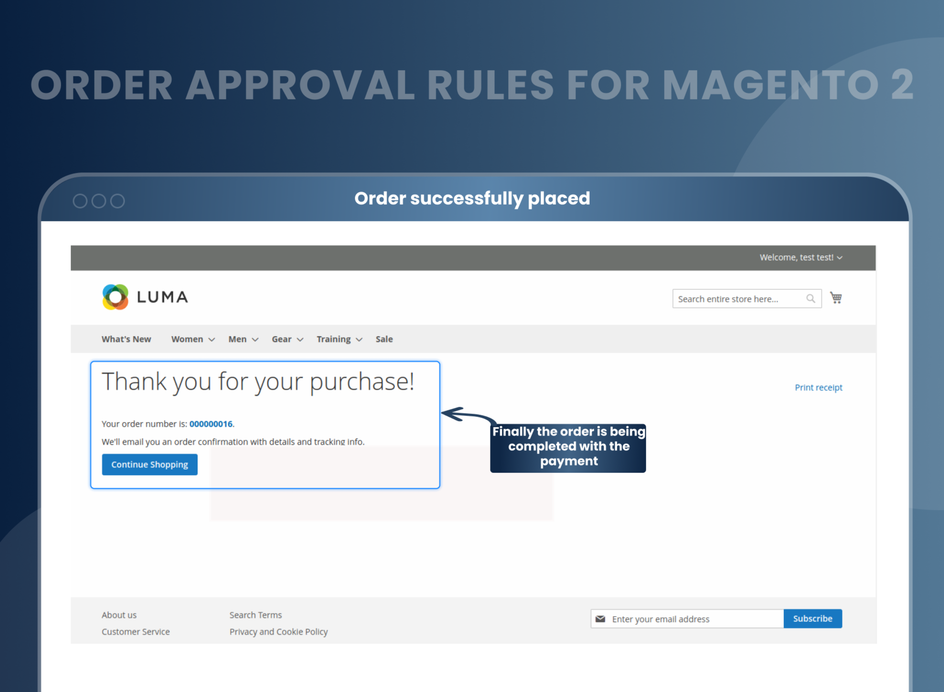 Order successfully placed