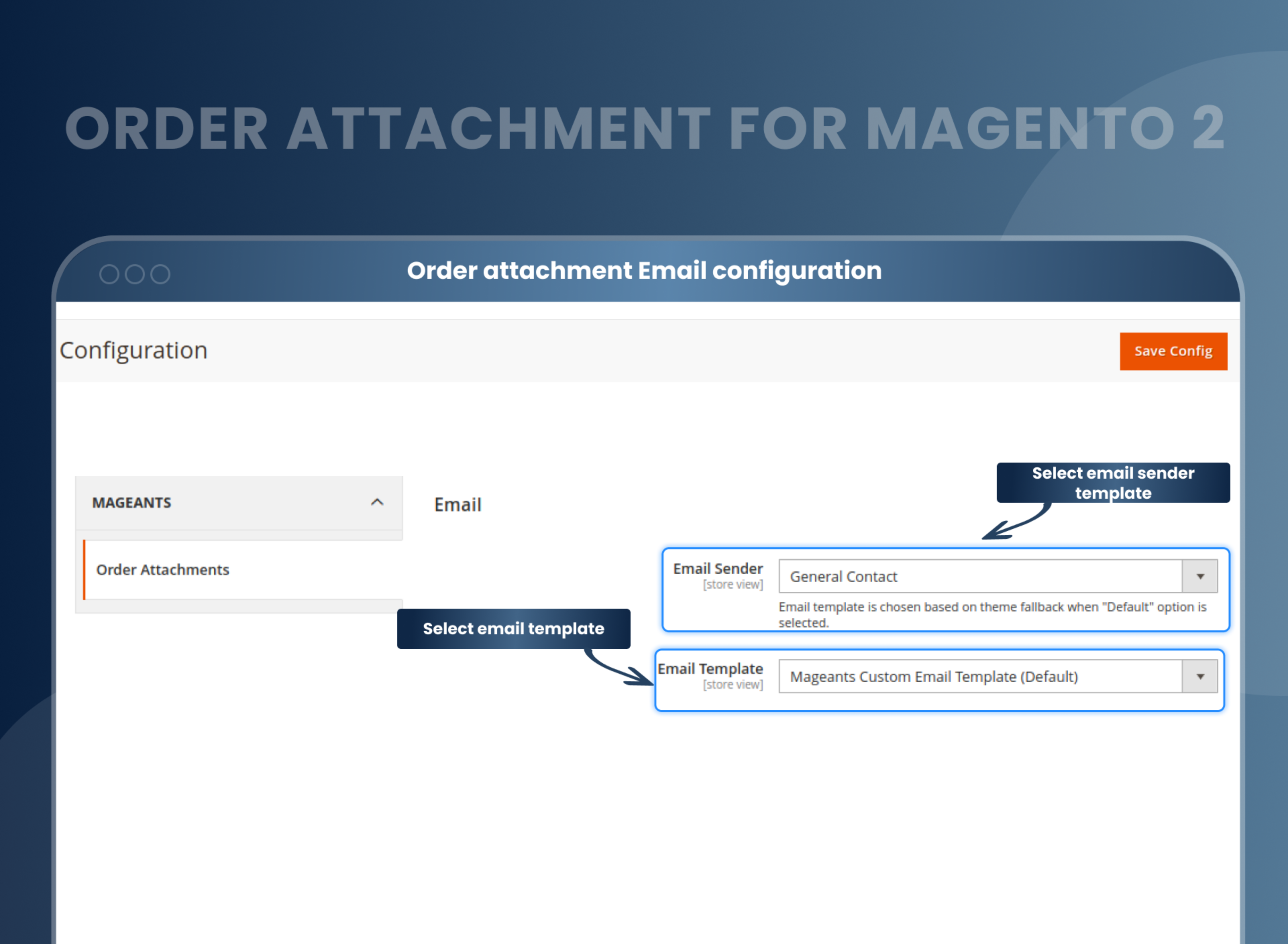 Order attachment Email configuration