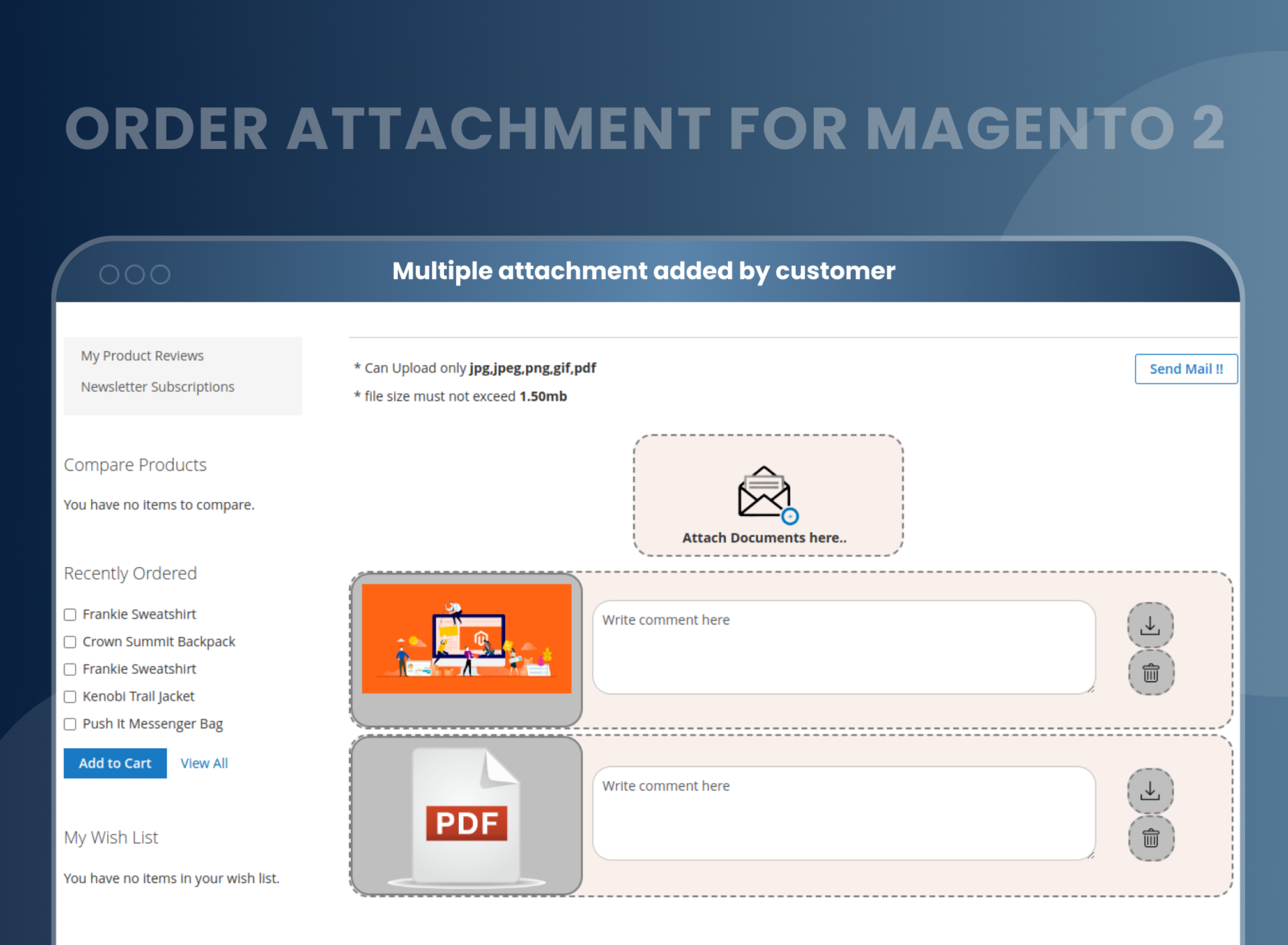 Multiple attachment added by customer