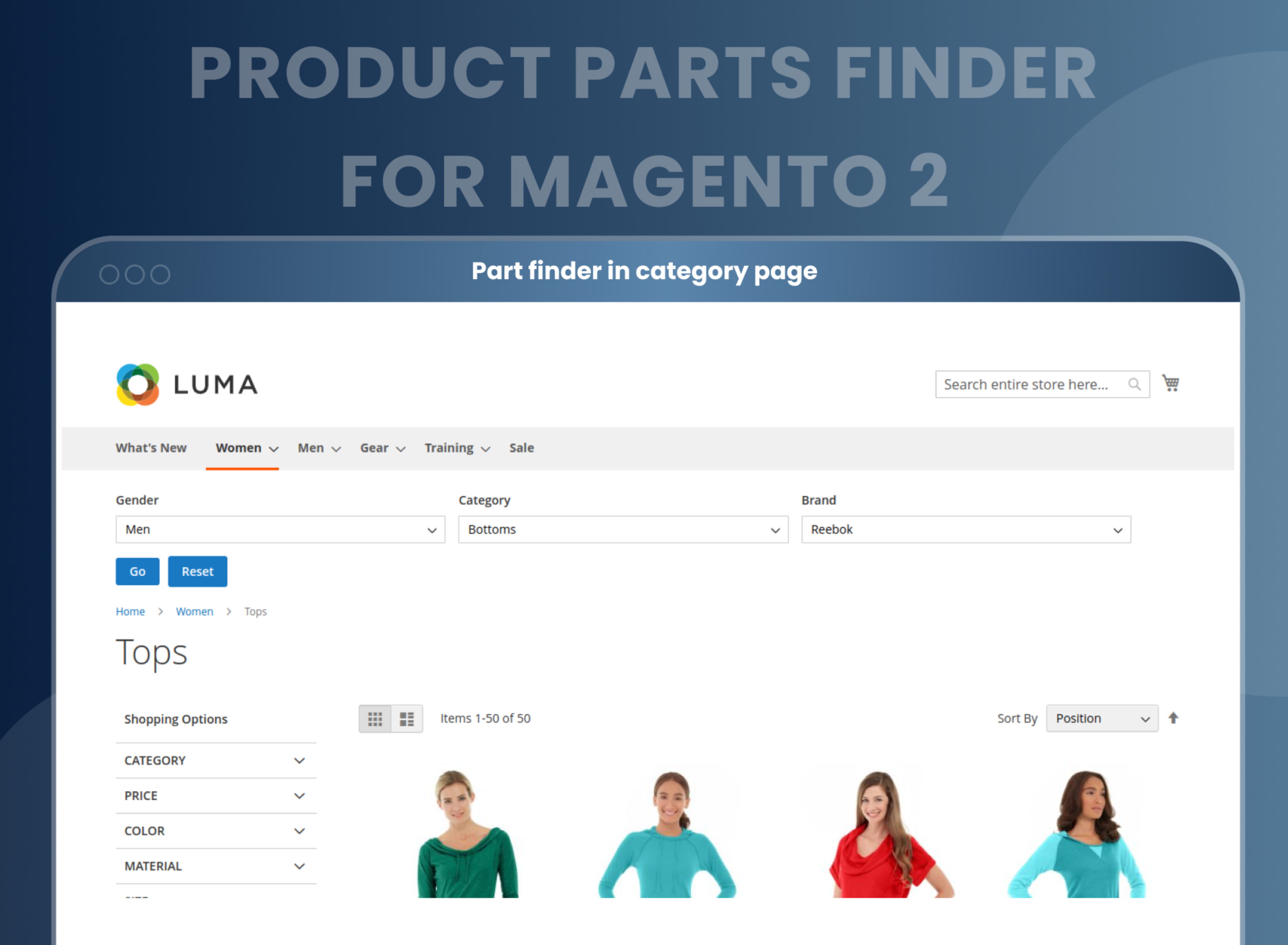 Part finder in category page