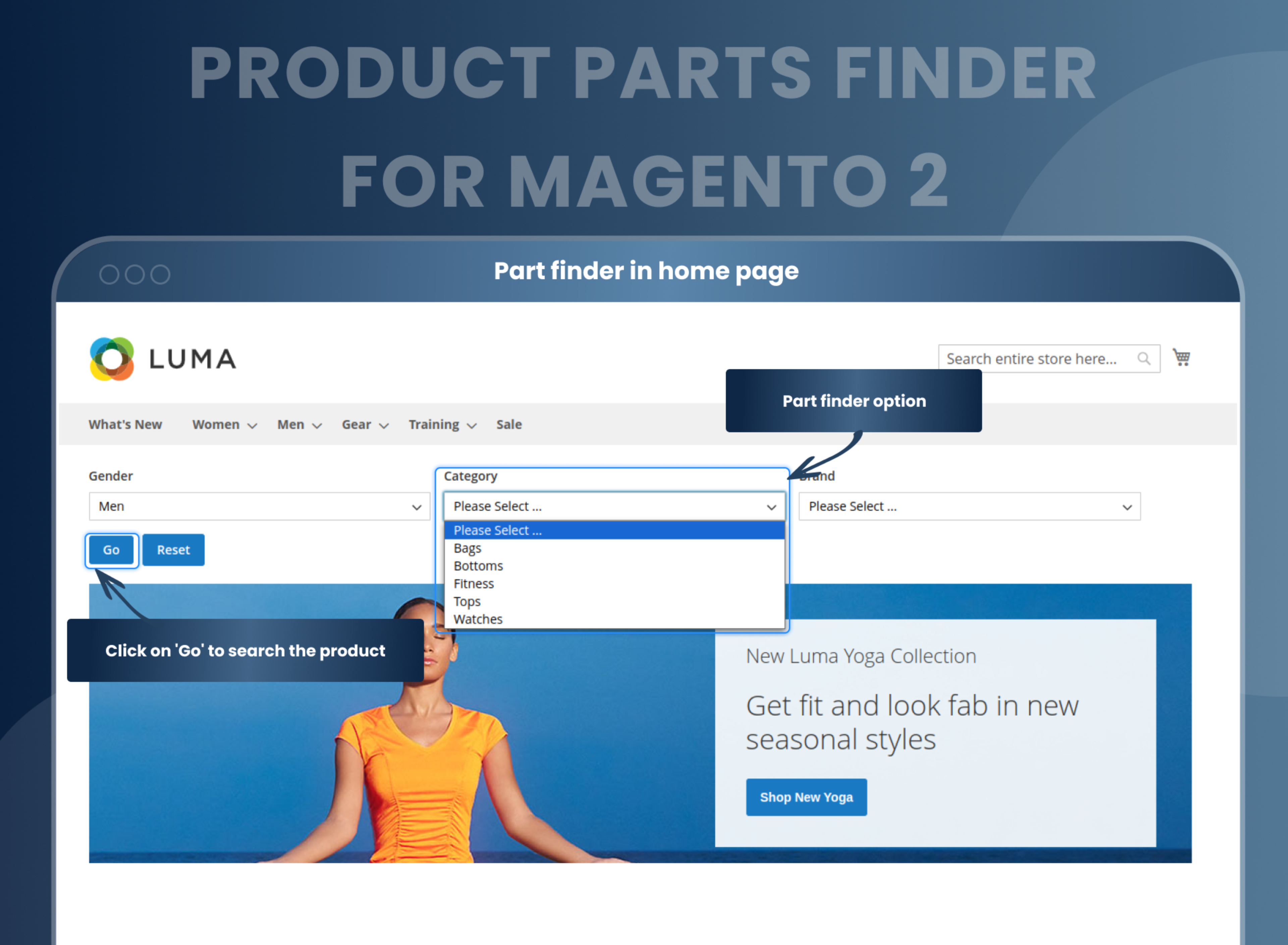 Part finder in home page