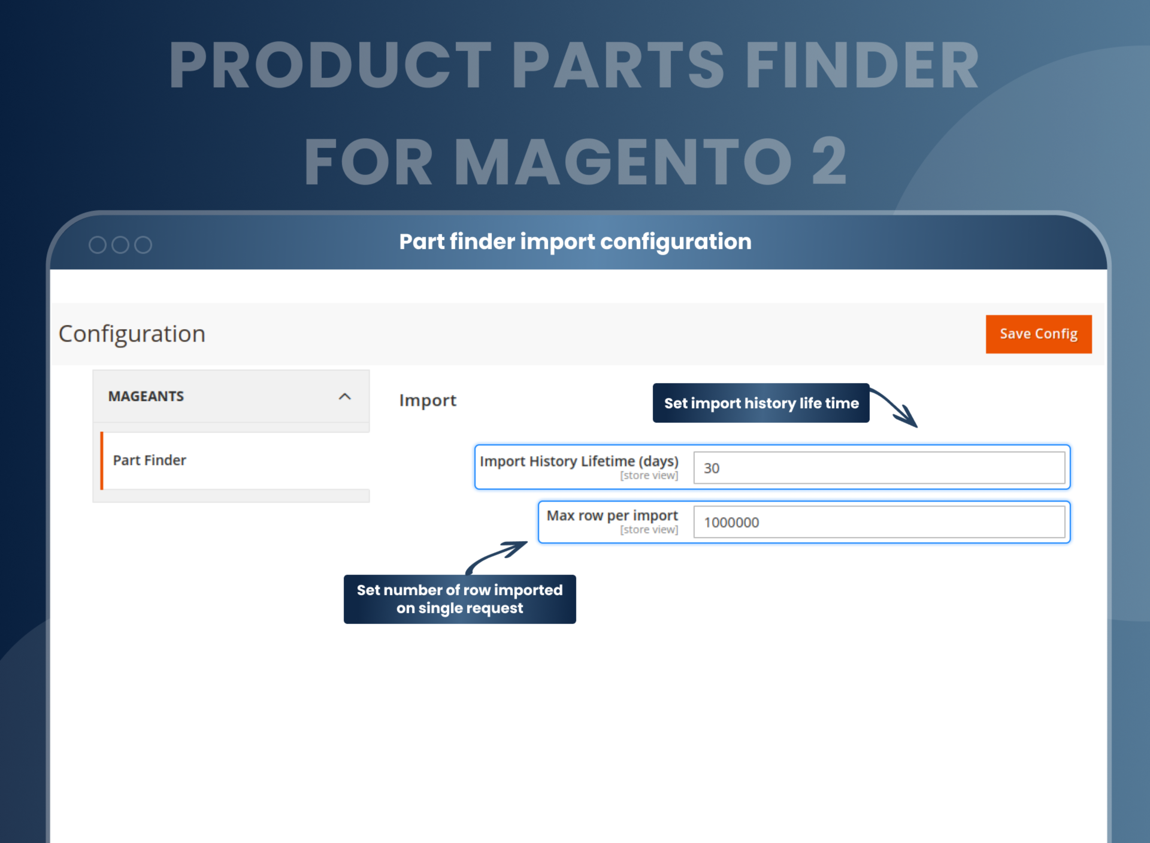 Part finder import configuration