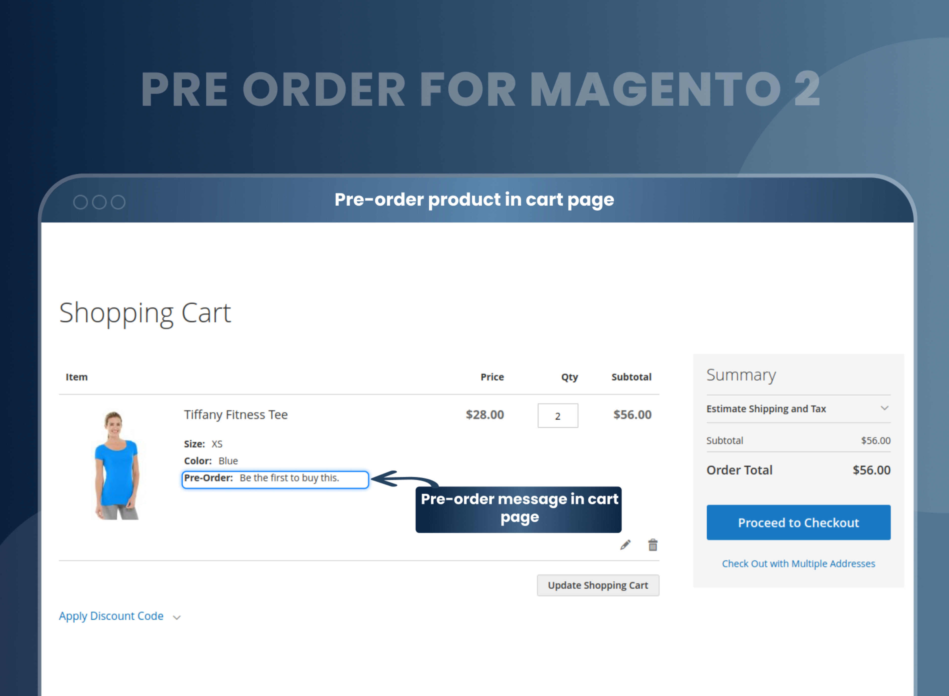 Pre-order product in cart page