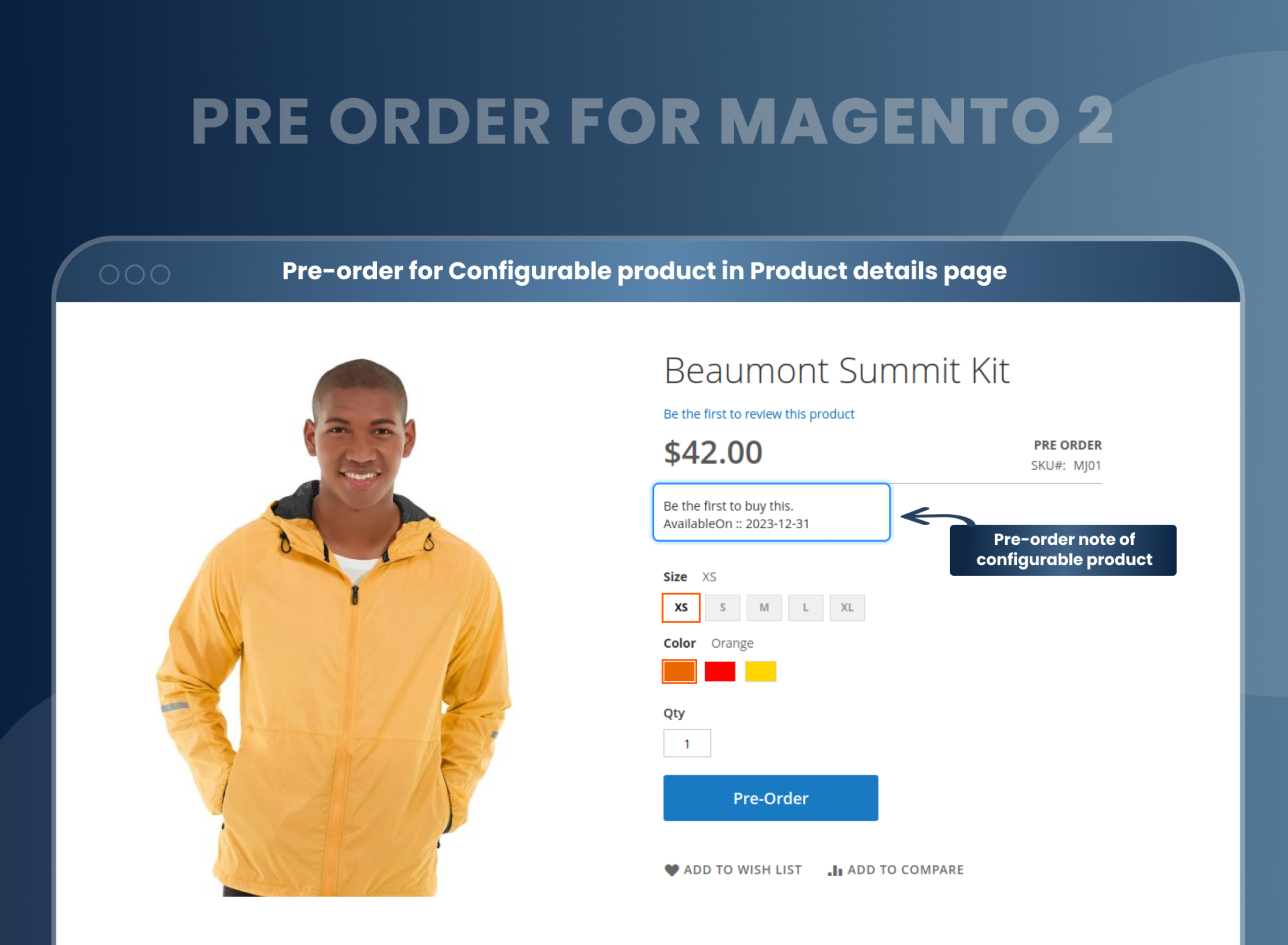 Pre-order for Configurable product in Product details page