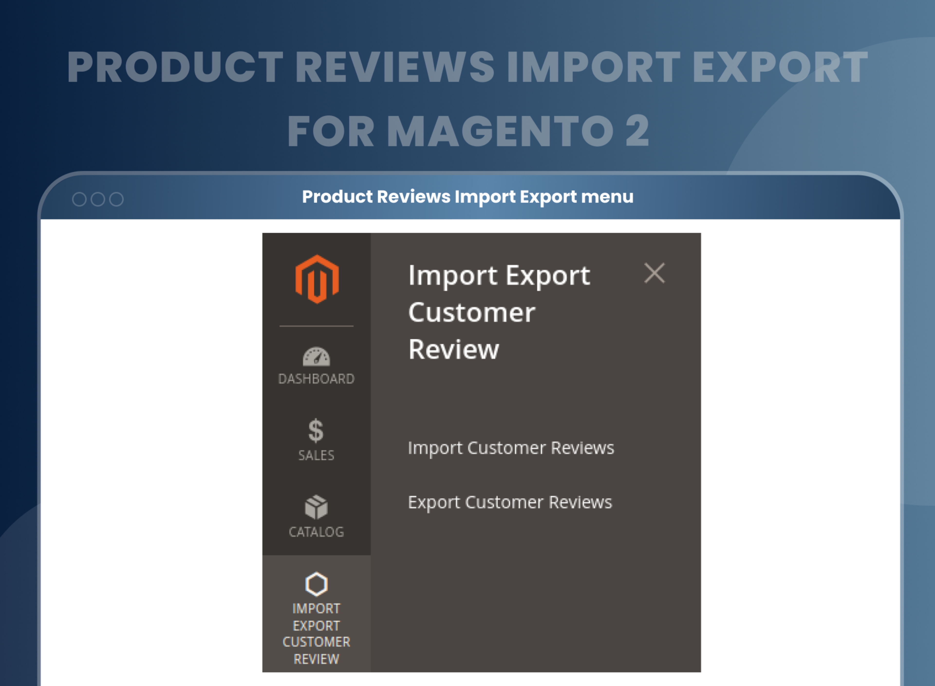 Product Reviews Import Export menu 