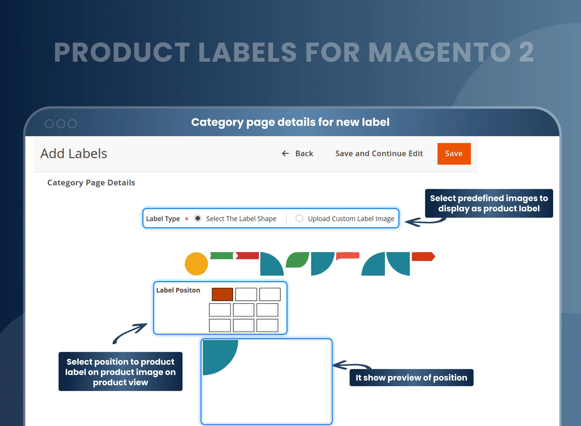 Different labels for category and product pages