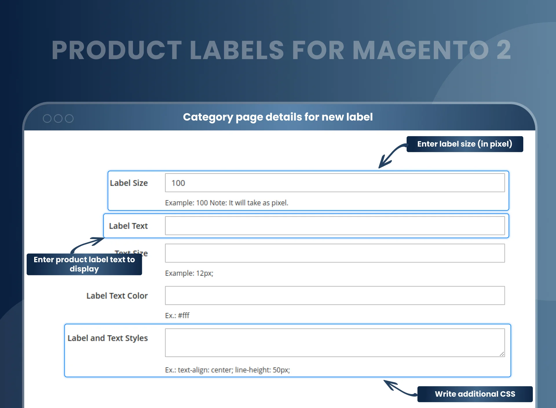Different labels for category and product pages