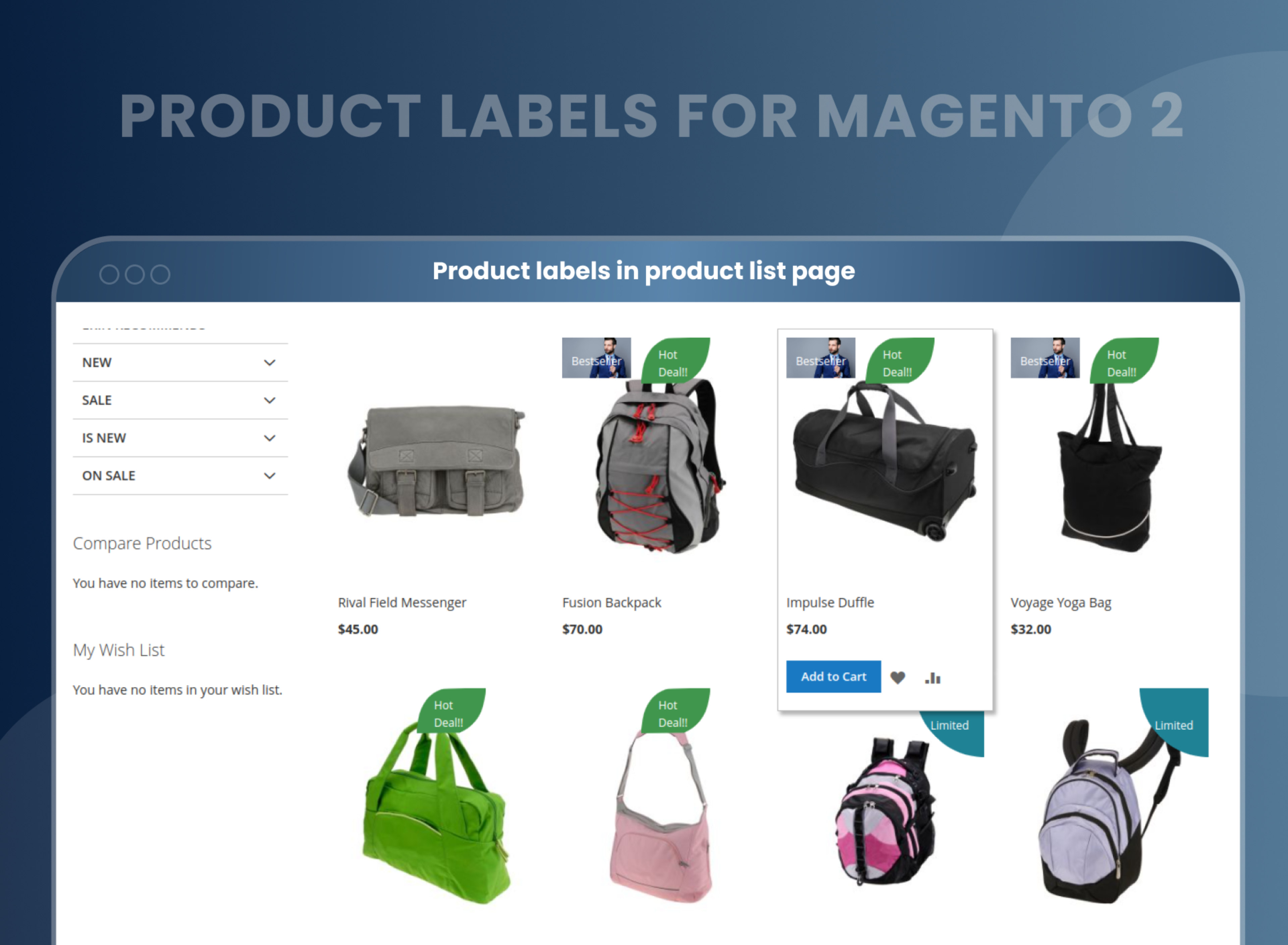 Product labels in product list page