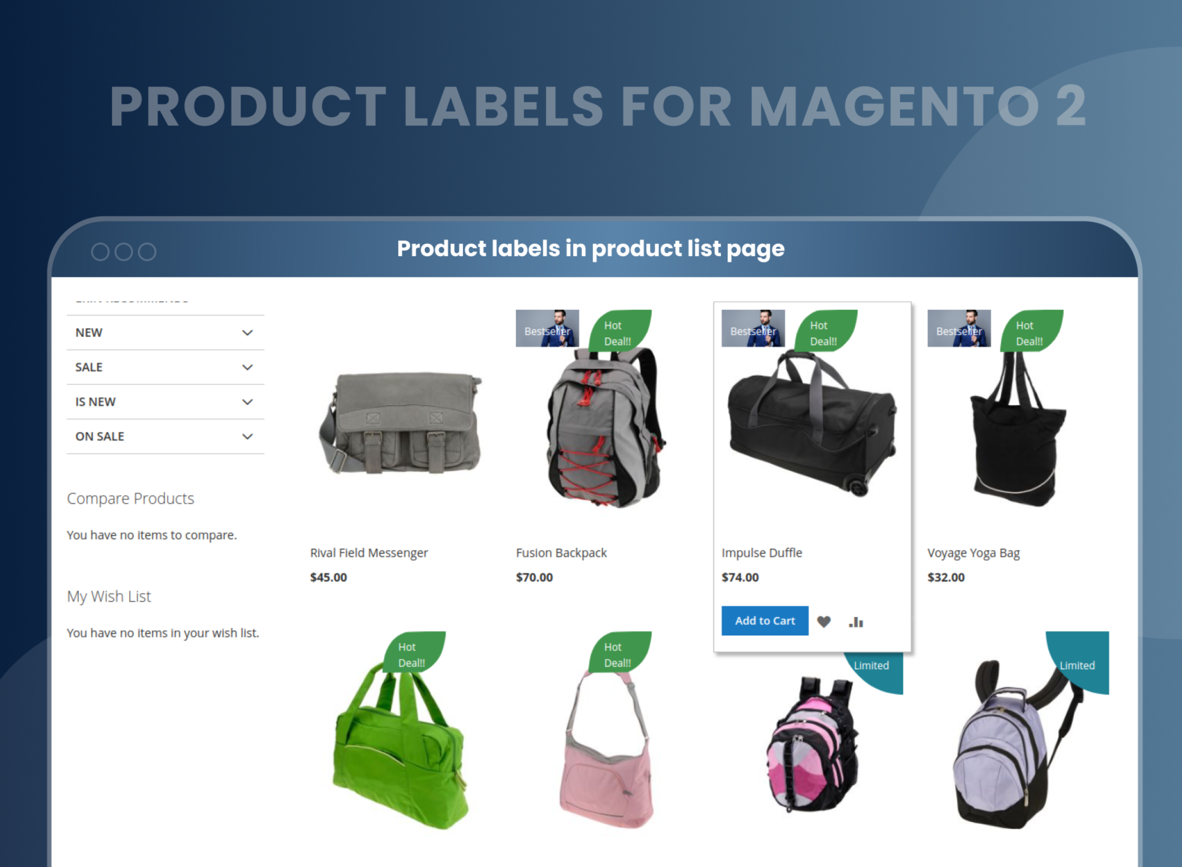 Product labels in product list page Product labels in product list page
