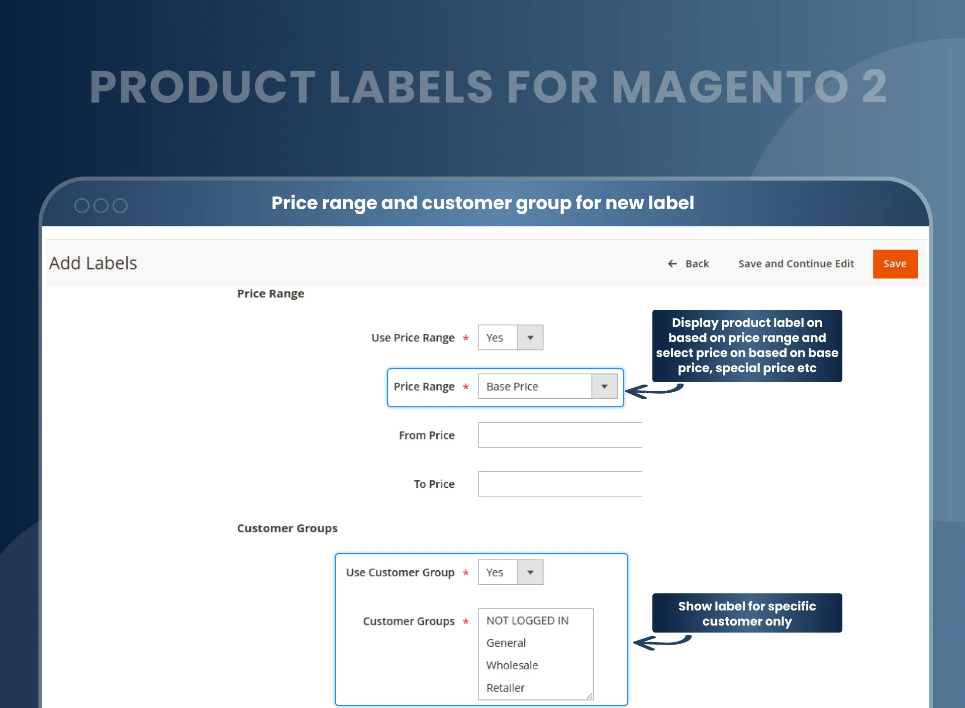 Show labels based on price range