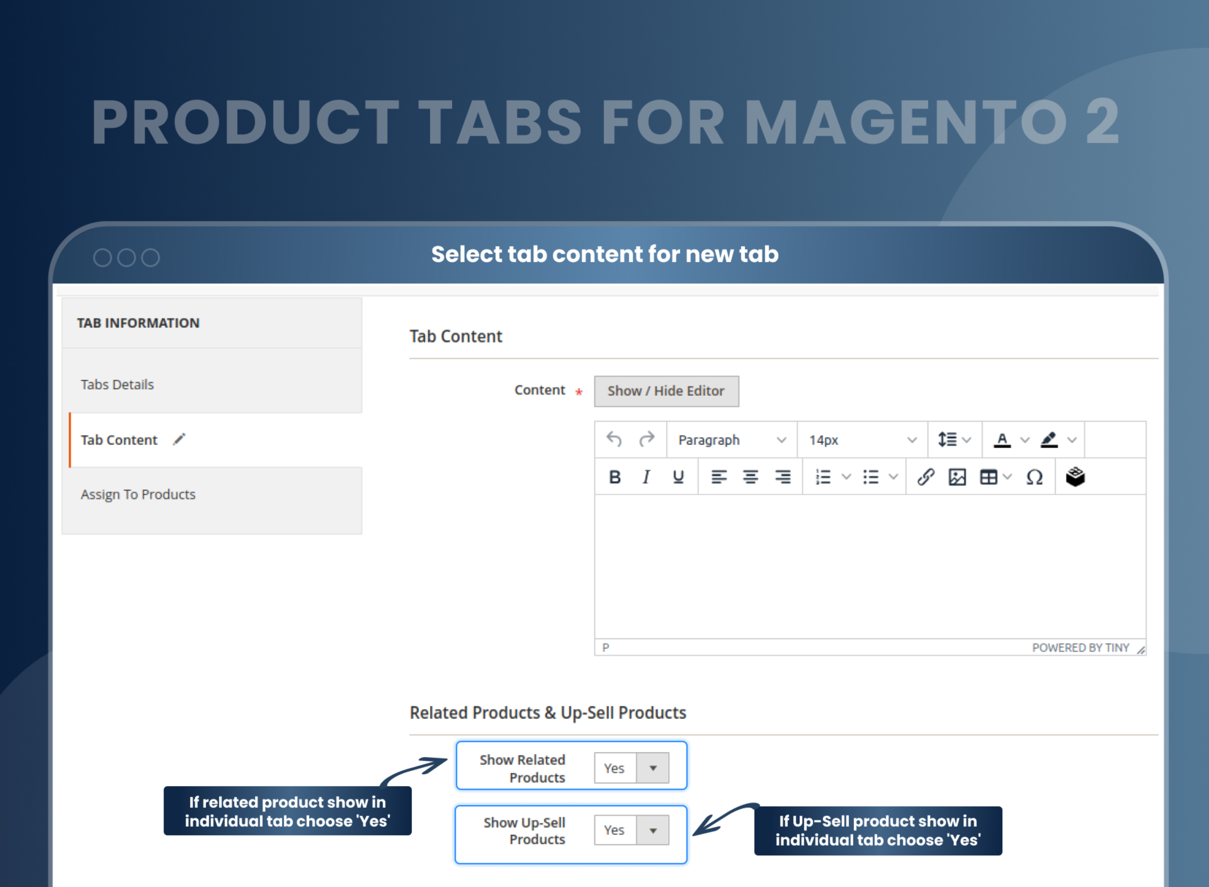 Select tab content for new tab