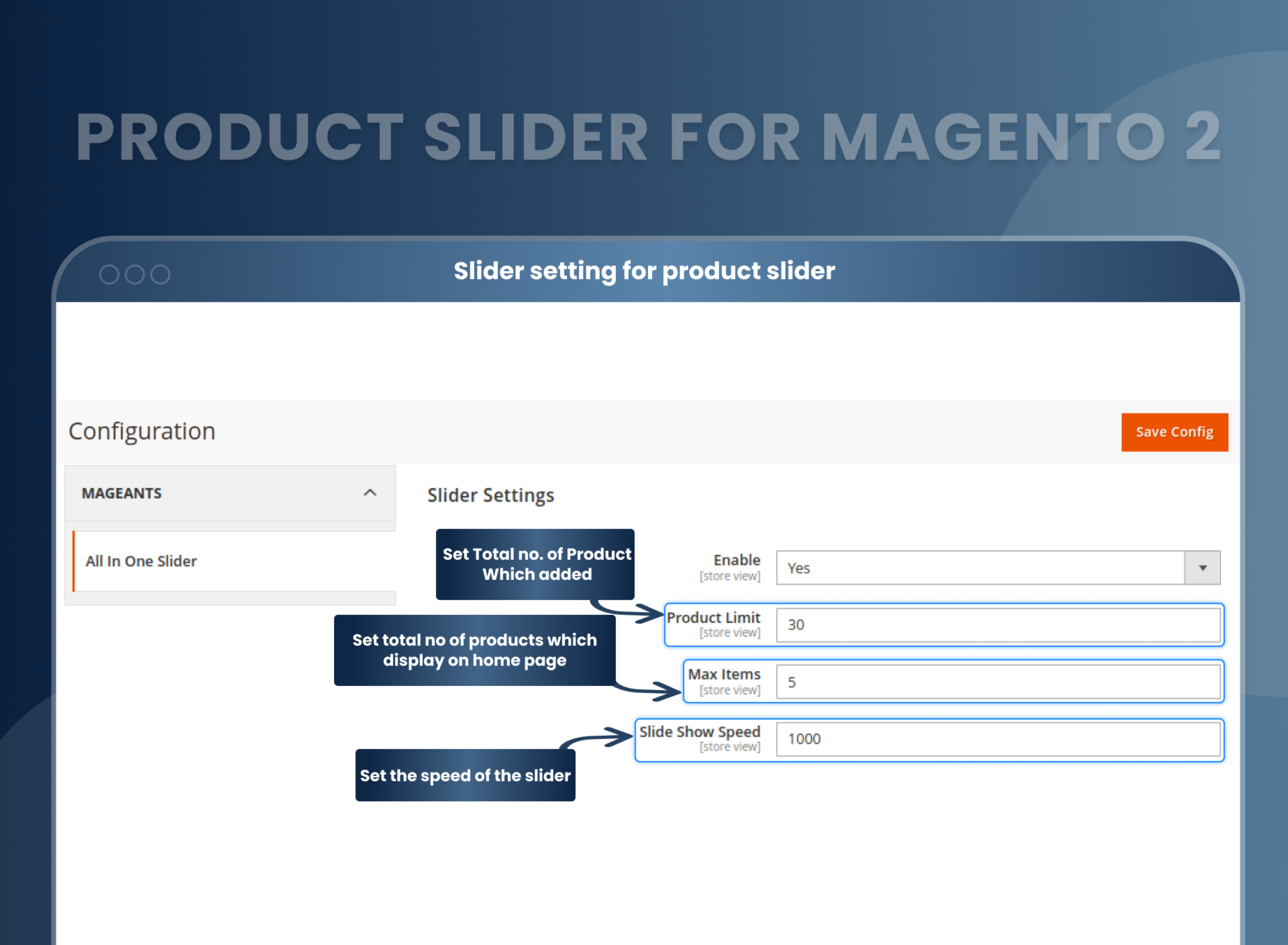 Slider setting for product slider 