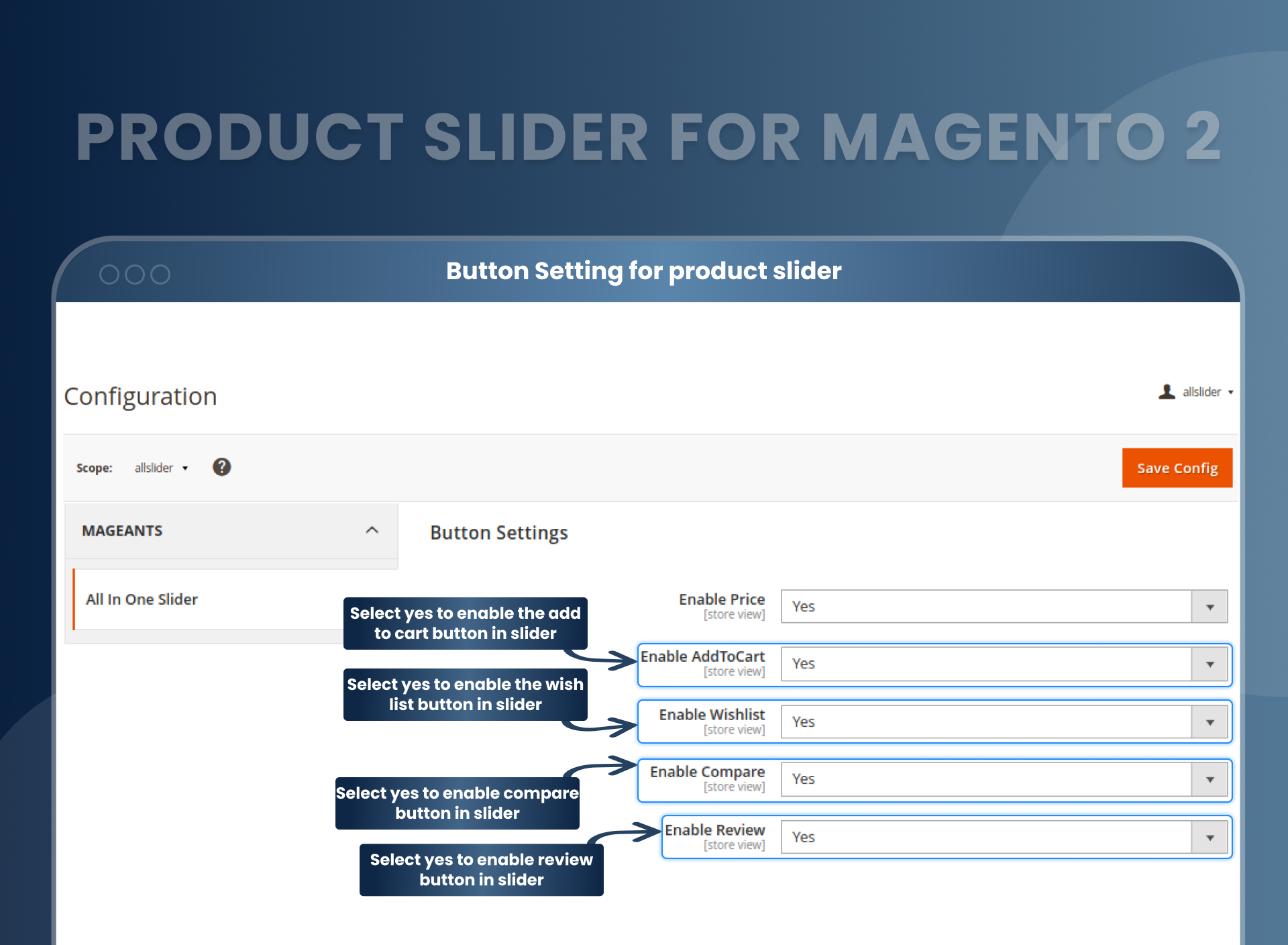 Button Setting for product slider