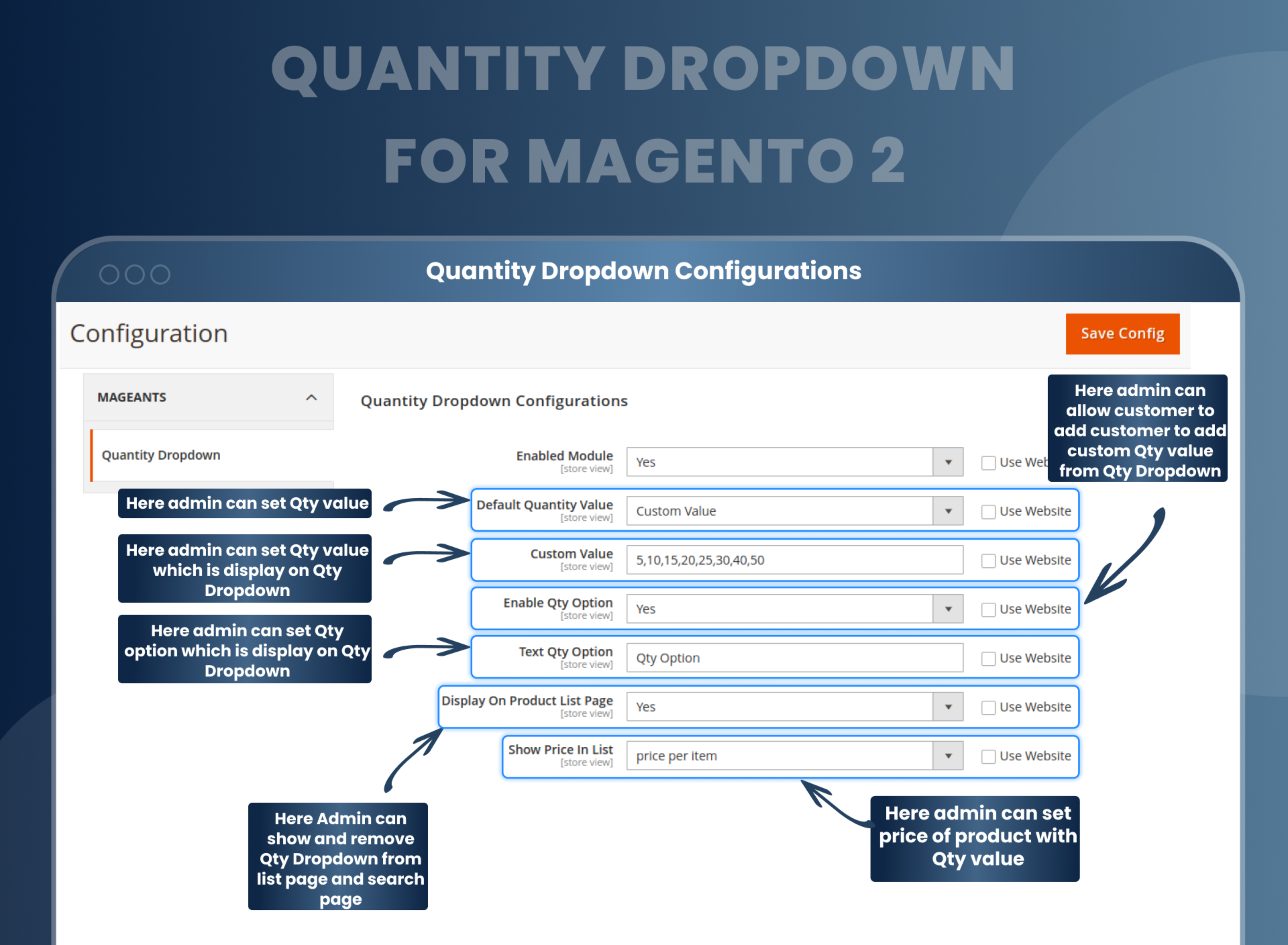 Quantity Dropdown Configurations