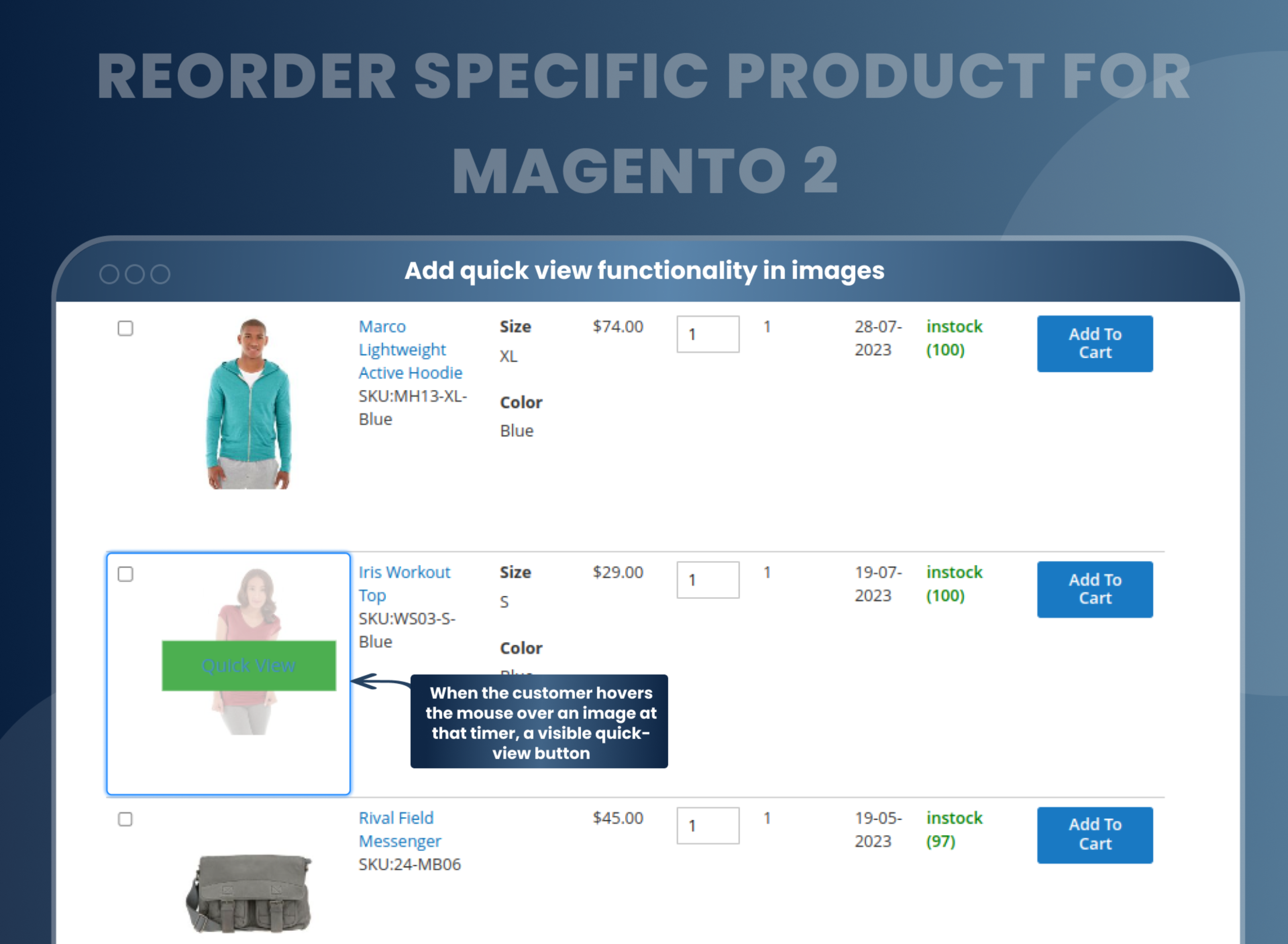 Add quick view functionality in images