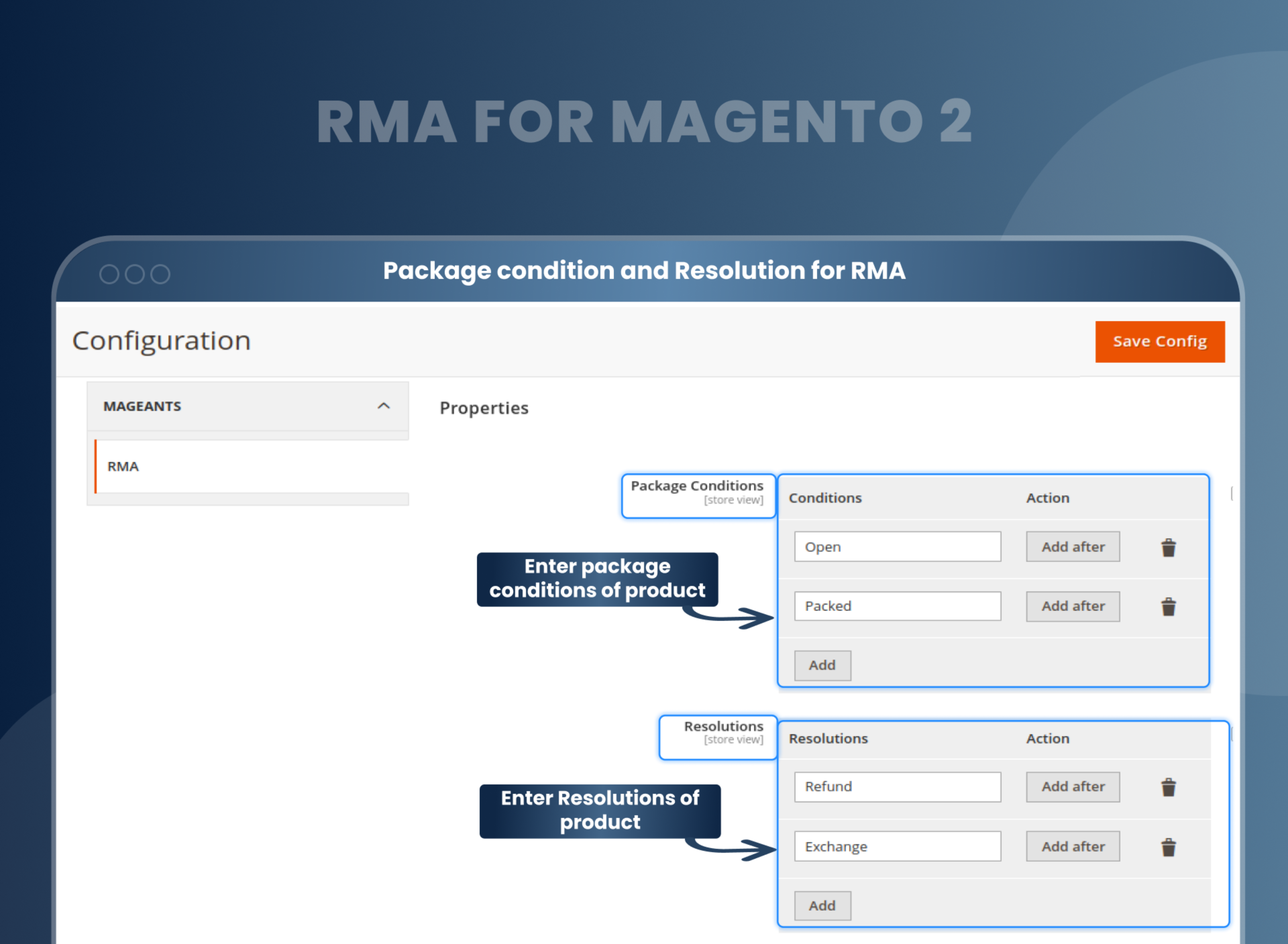 Package condition and Resolution for RMA