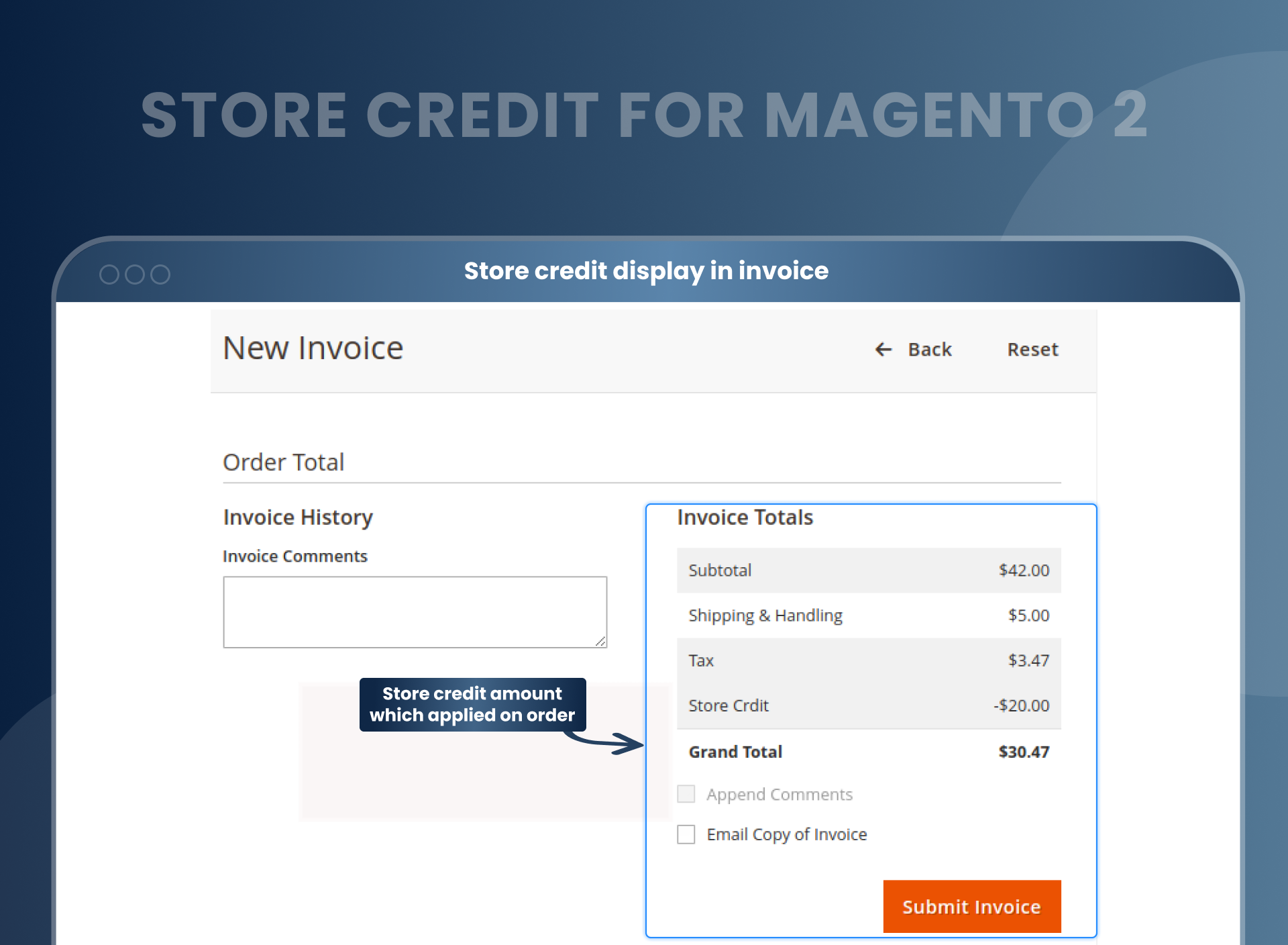 Store credit display in invoice