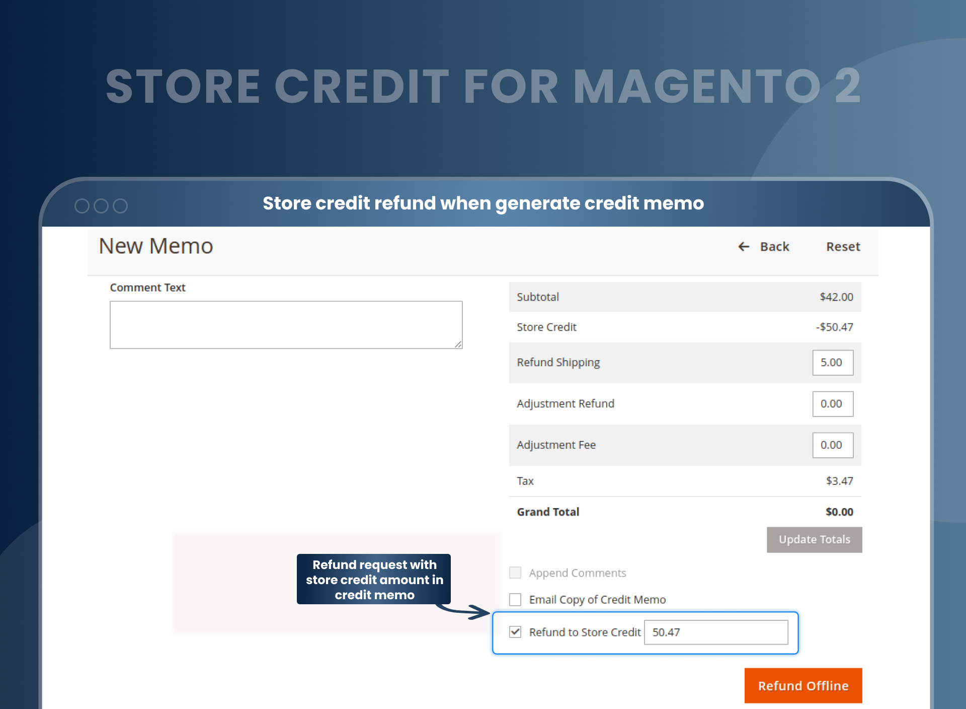Store credit refund when generate credit memo