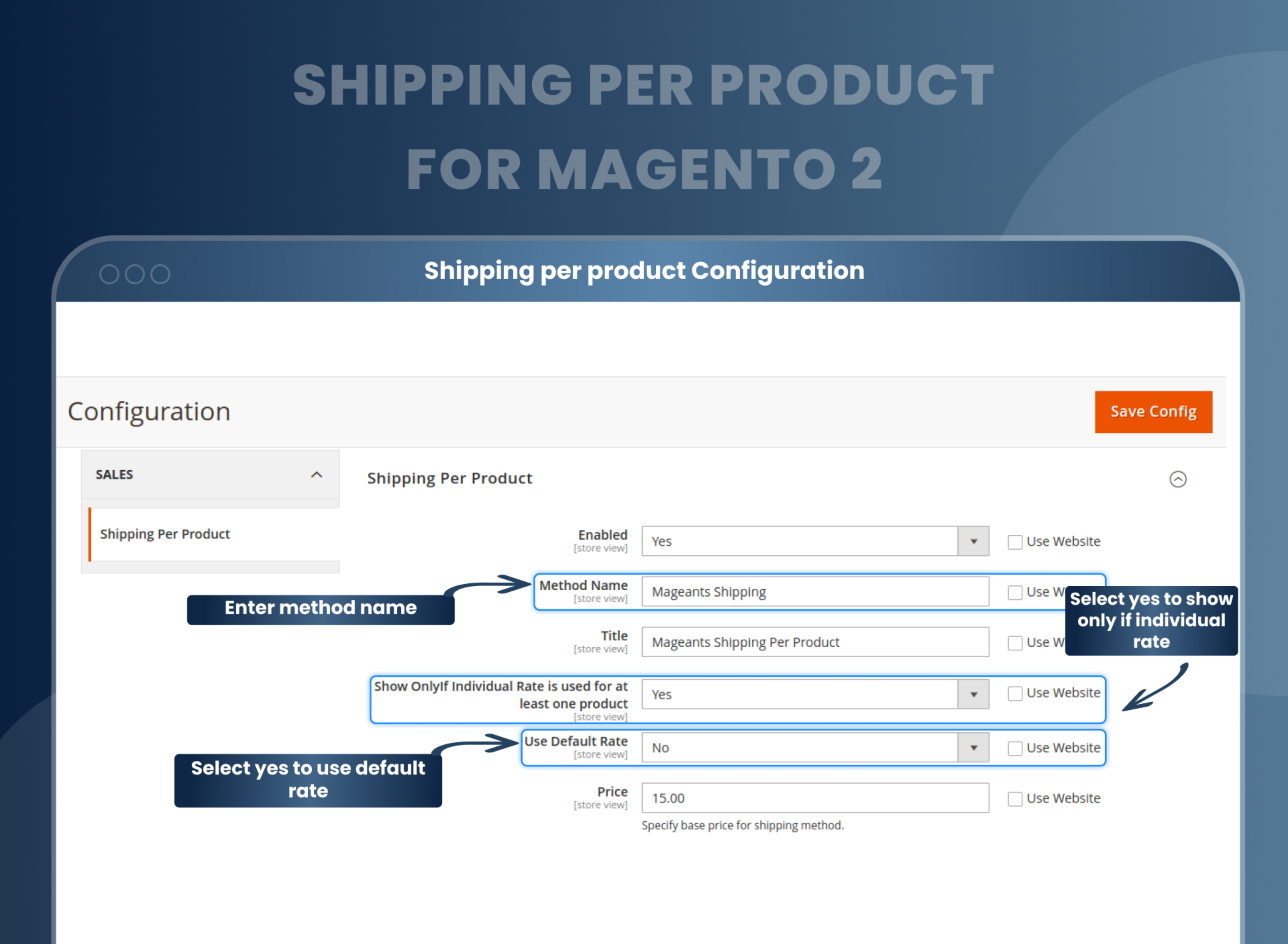 Shipping per product Configuration