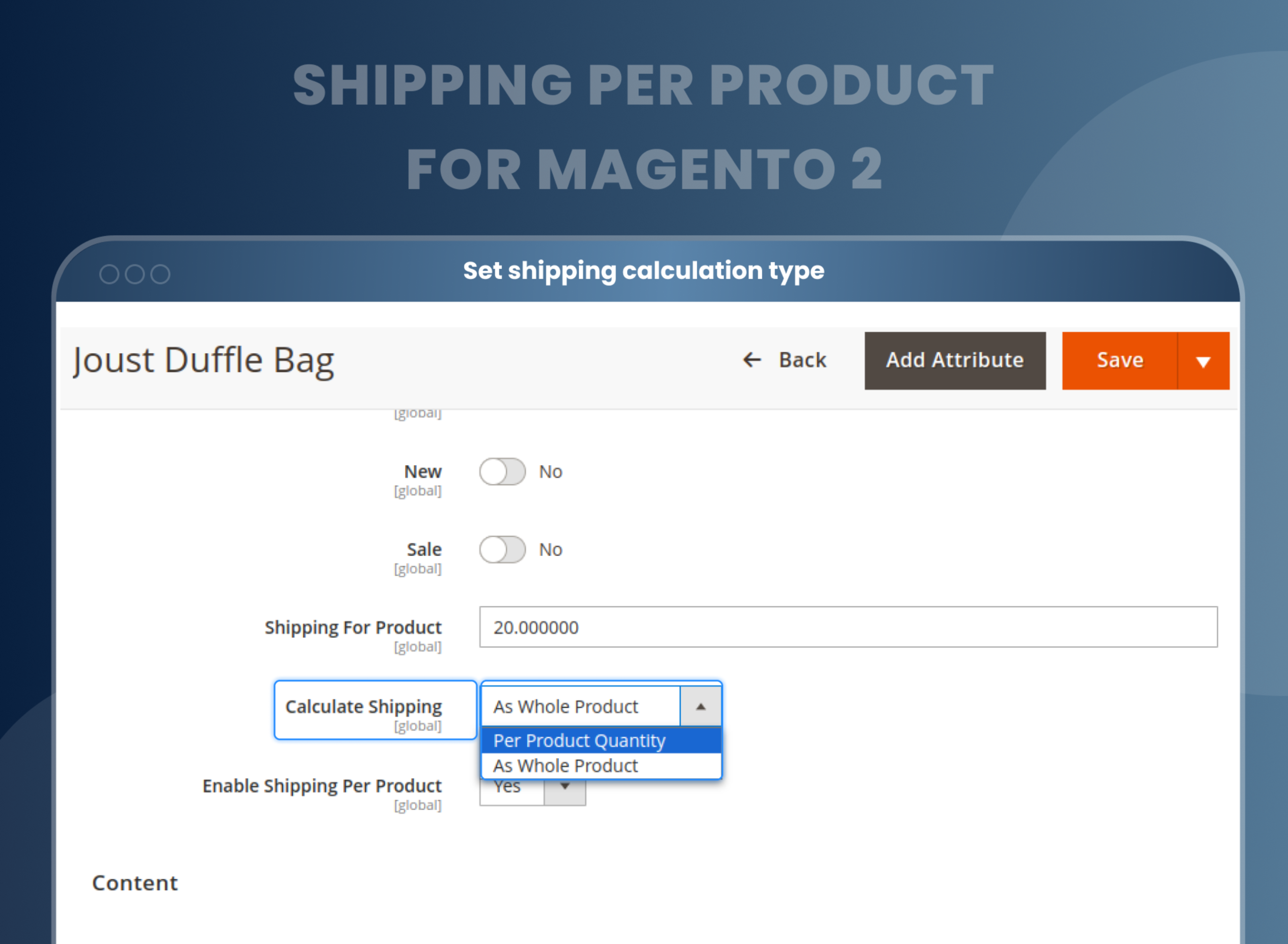 Set shipping calculation type