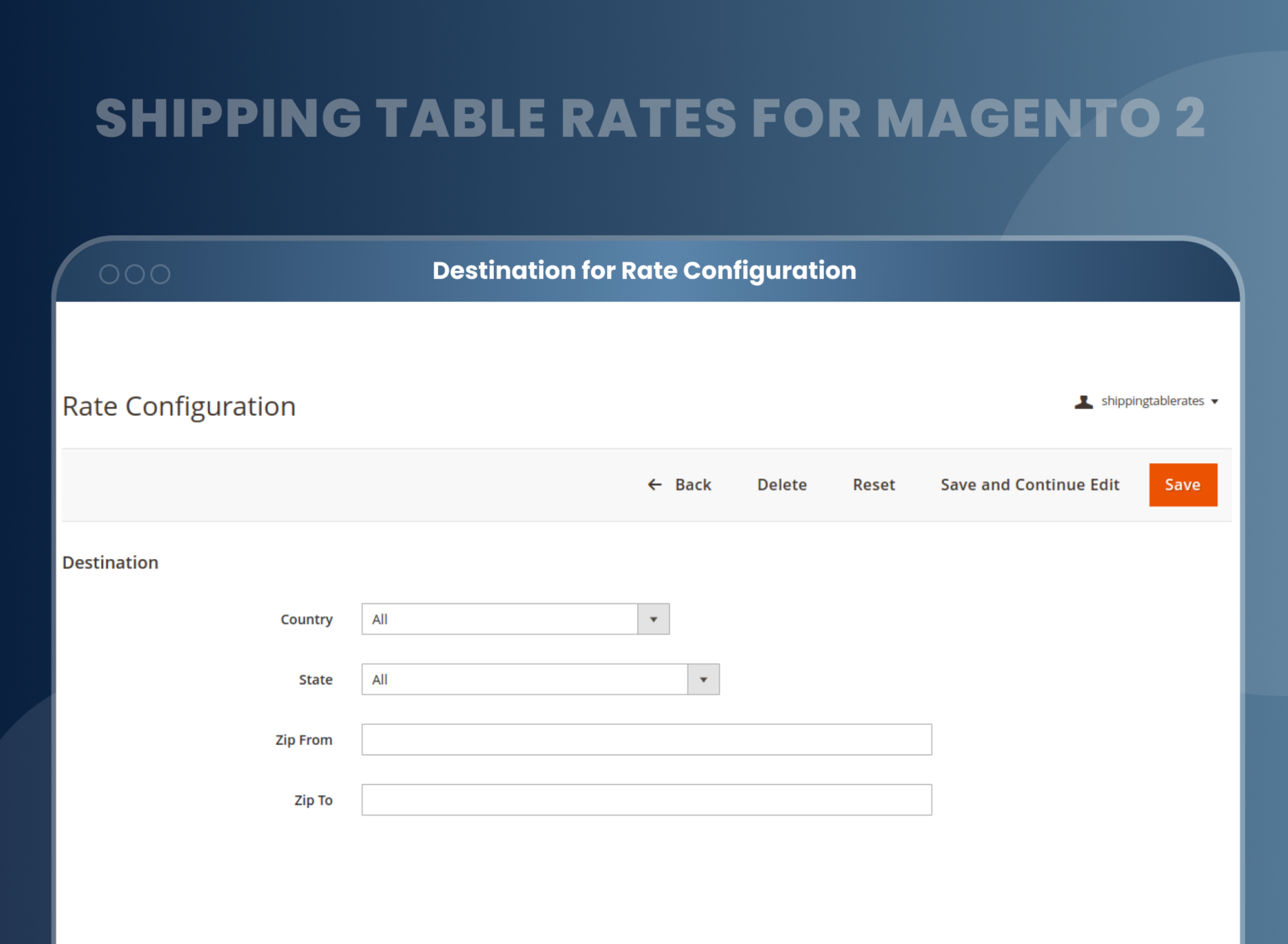 Destination for Rate Configuration