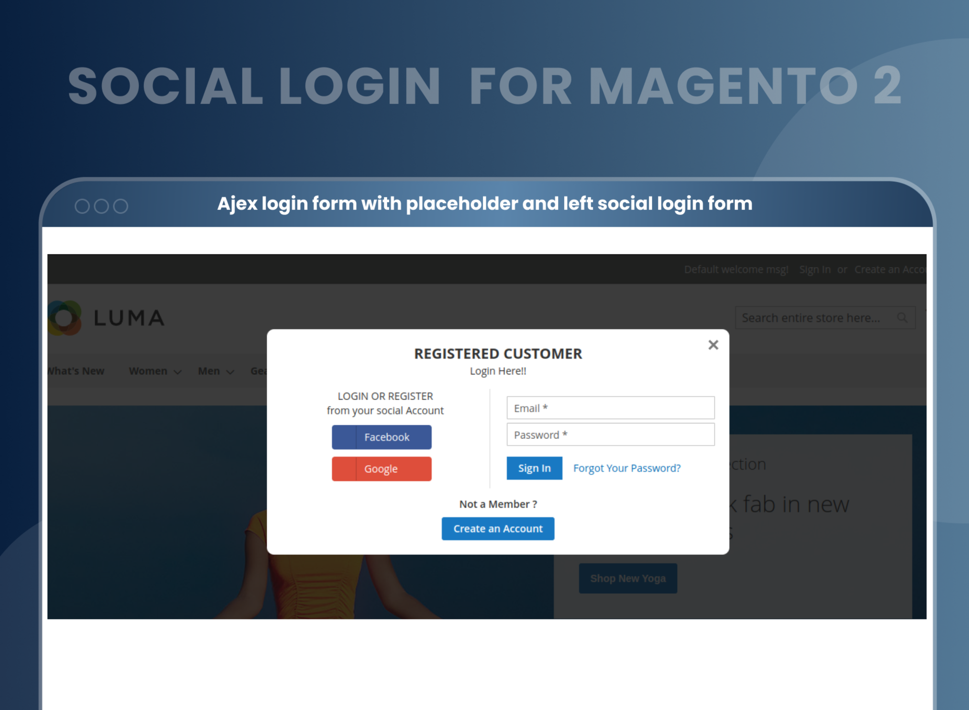 Ajex login form with placeholder and left social login form