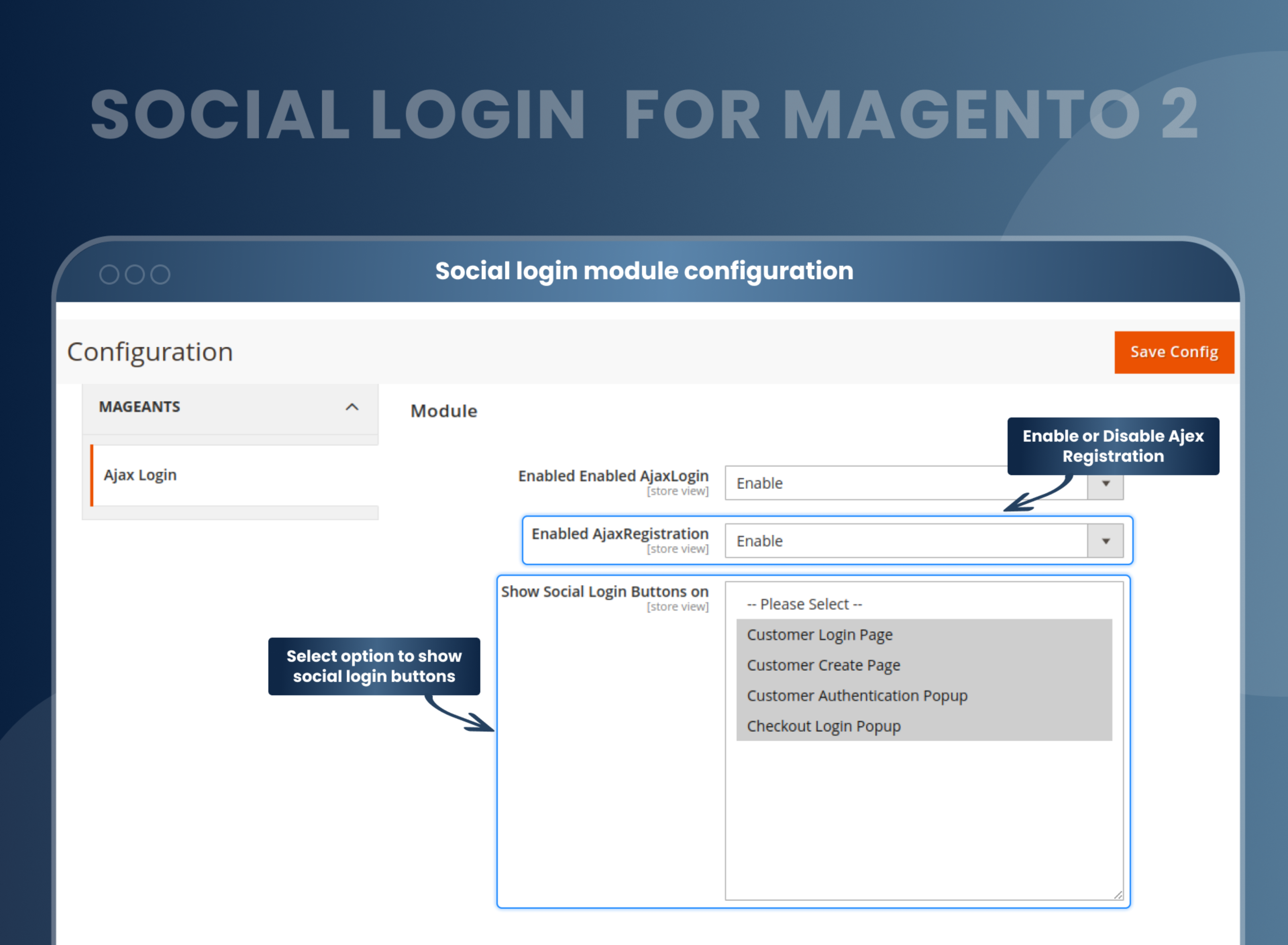 Social login module configuration