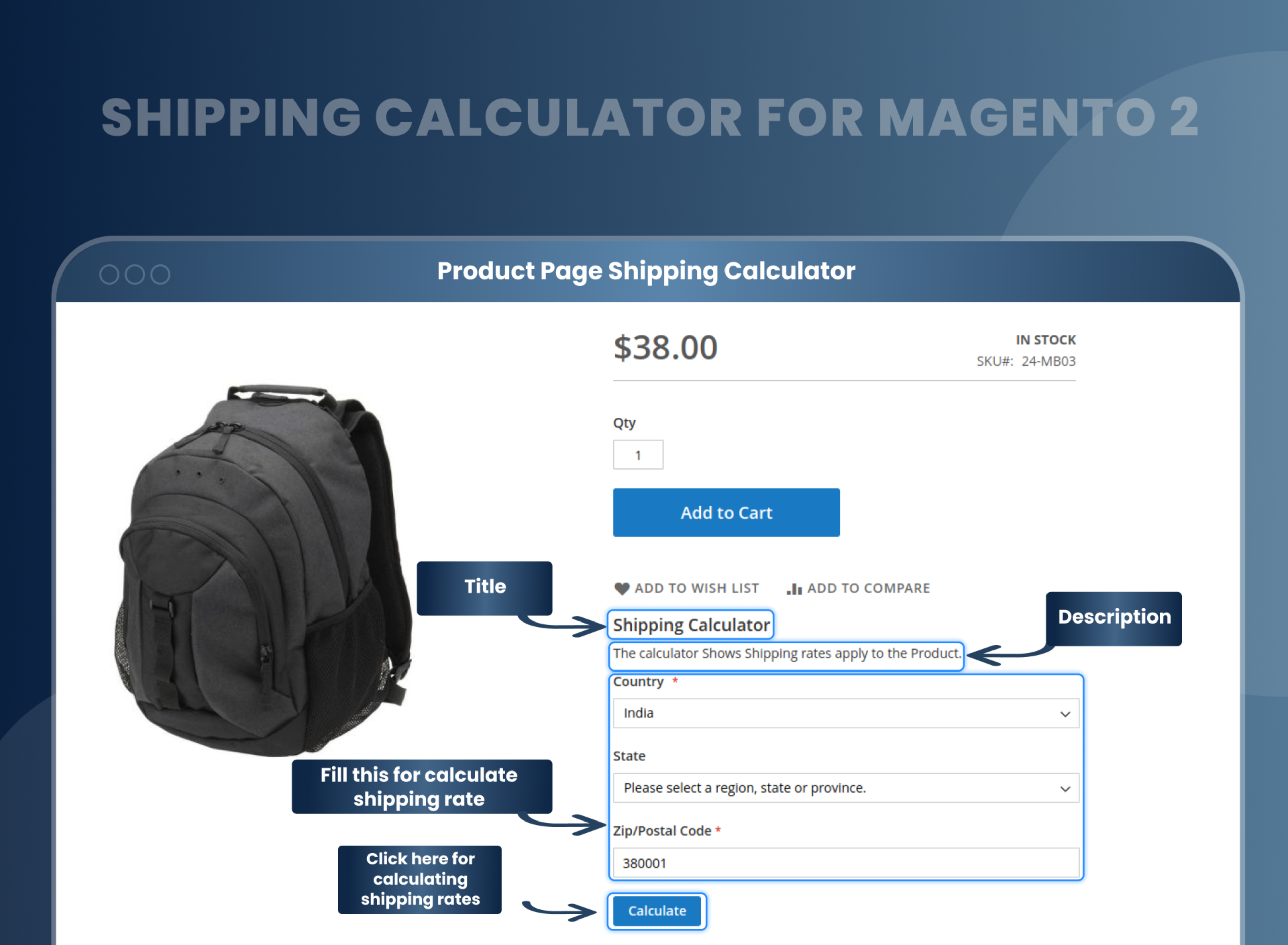 Product Page Shipping Calculator
