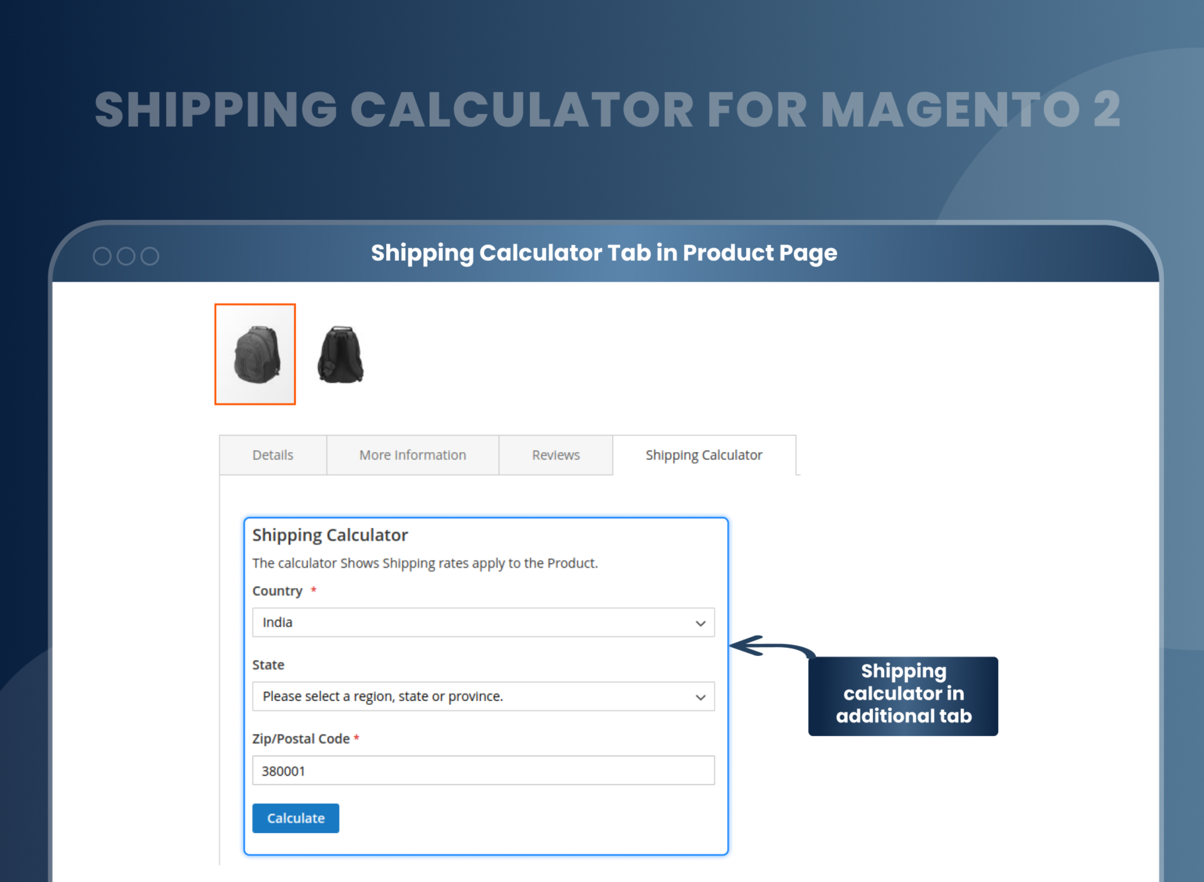 Shipping Calculator Tab in Product Page
