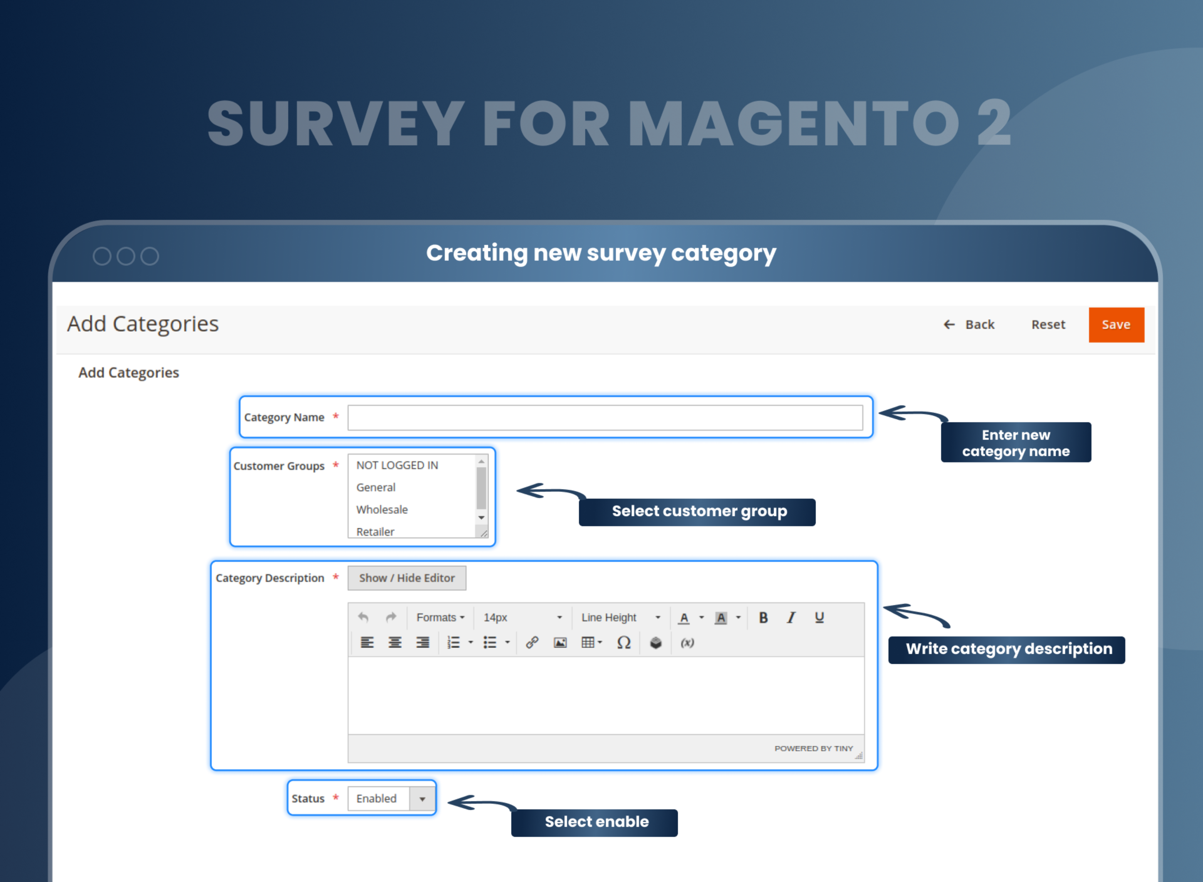 Creating new survey category