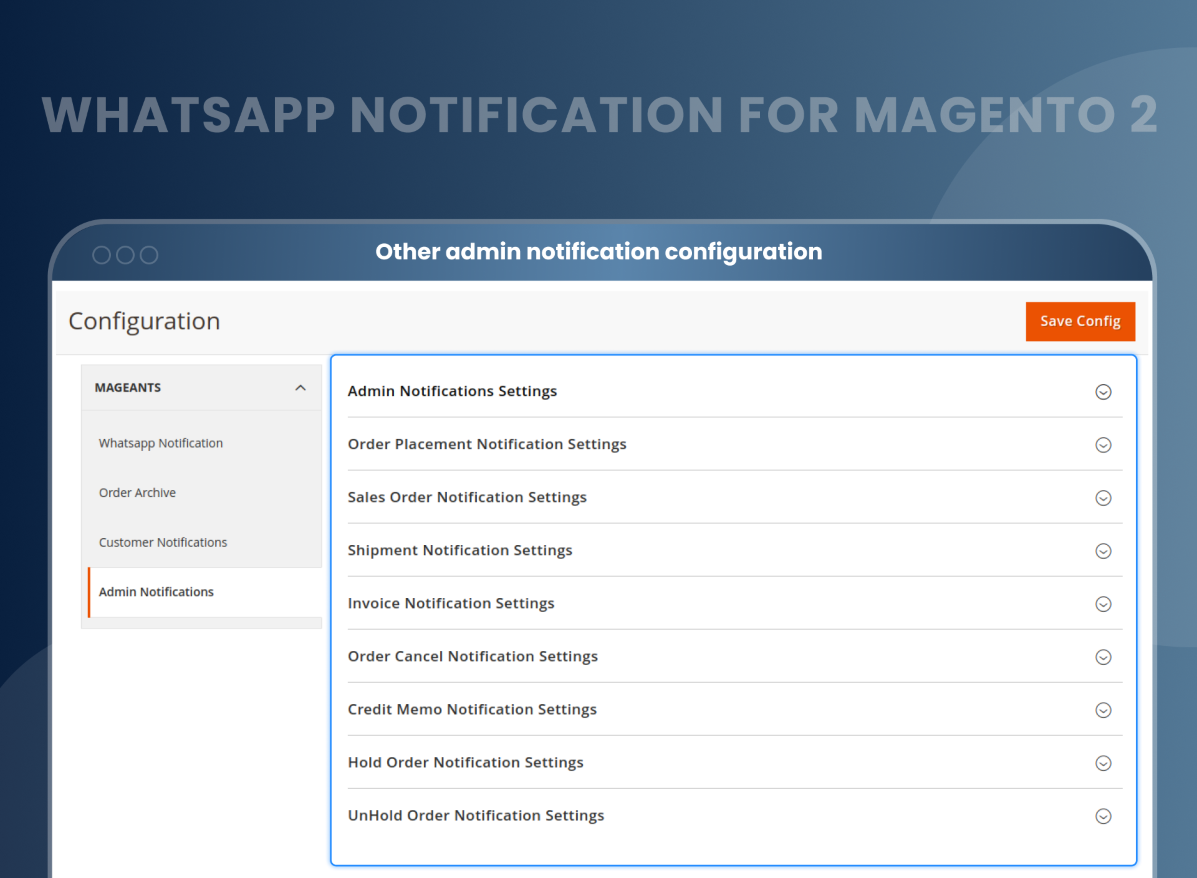 Other admin notification configuration