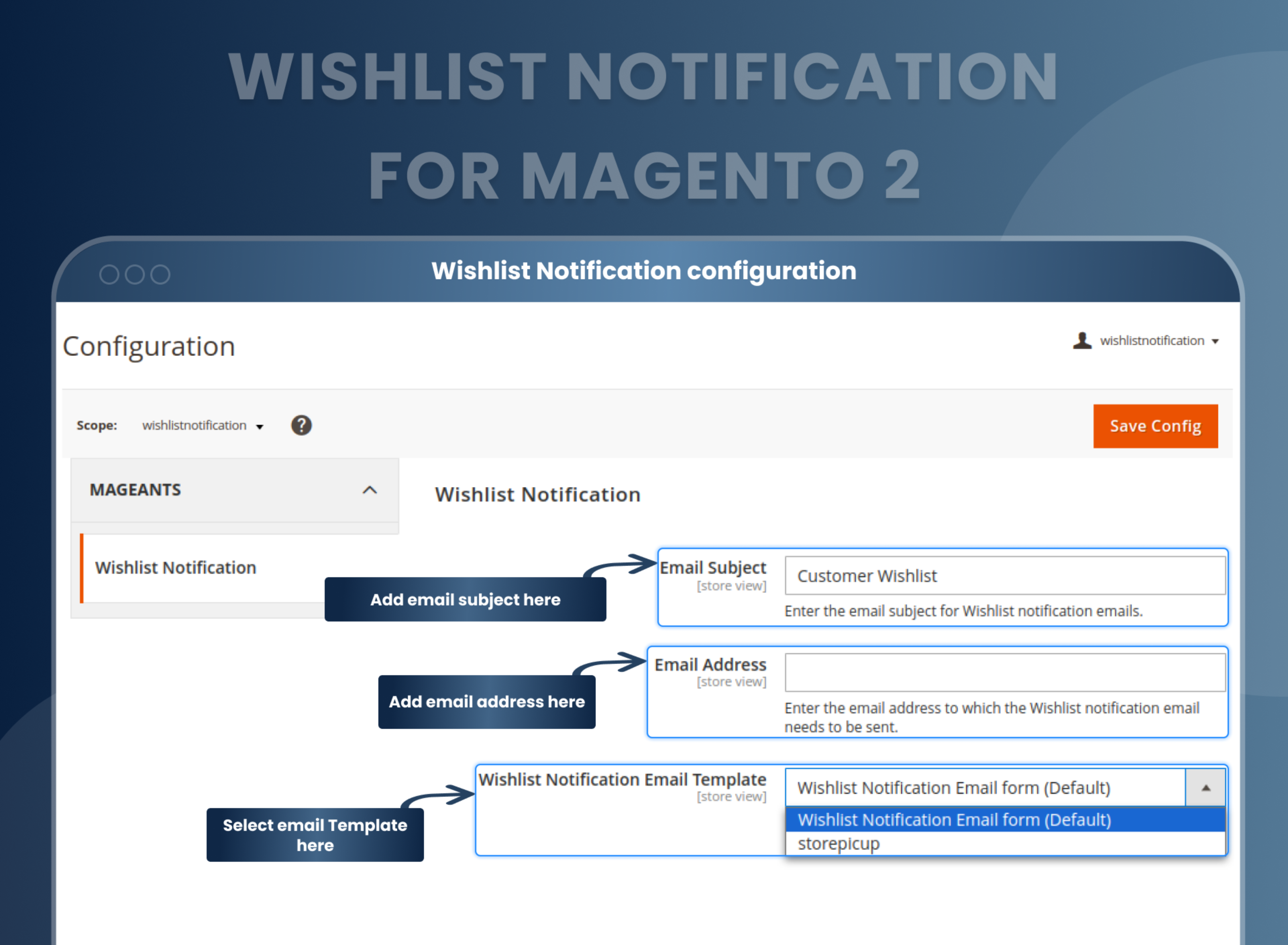 Wishlist Notification configuration