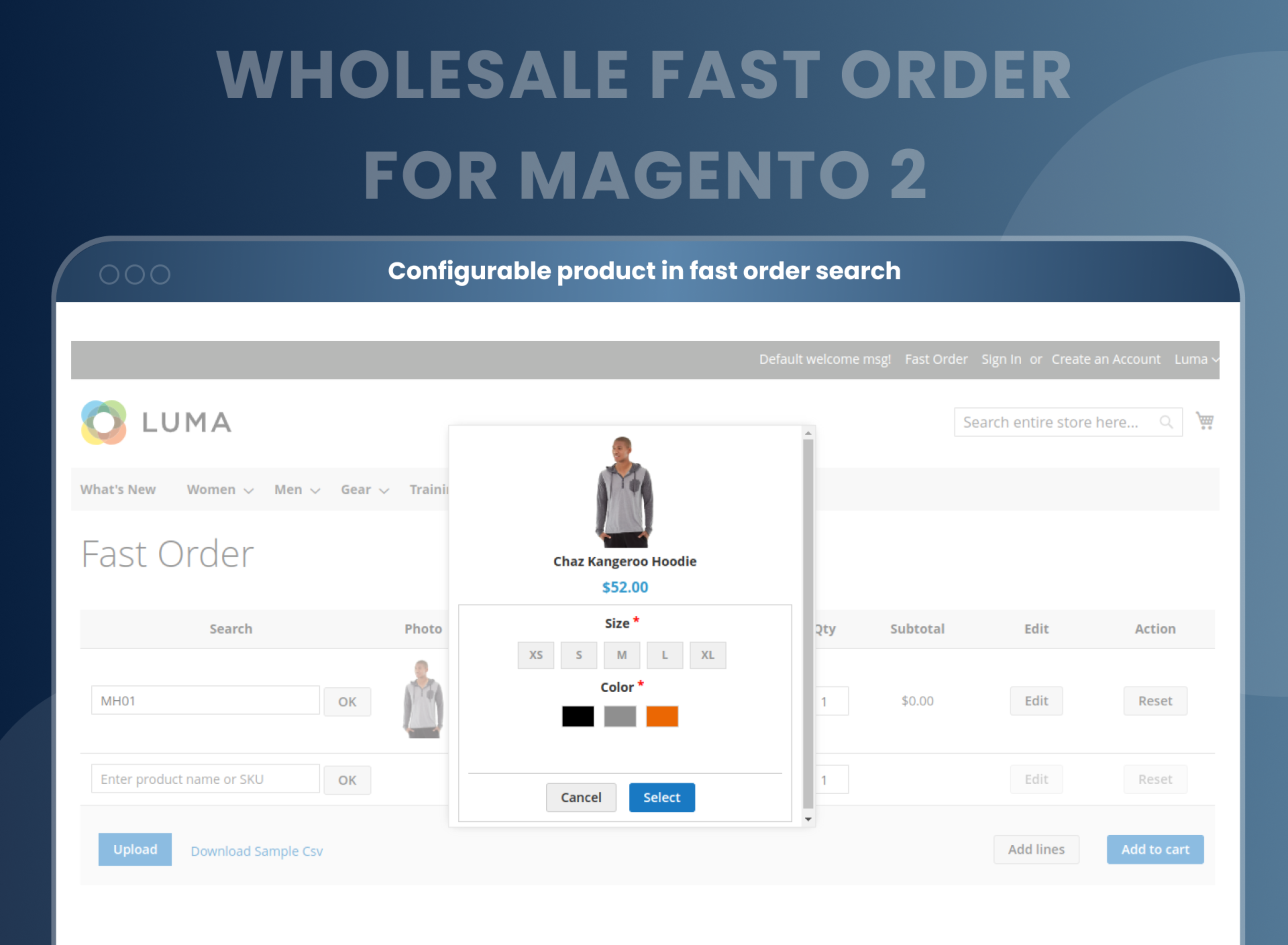 Configurable product in fast order search