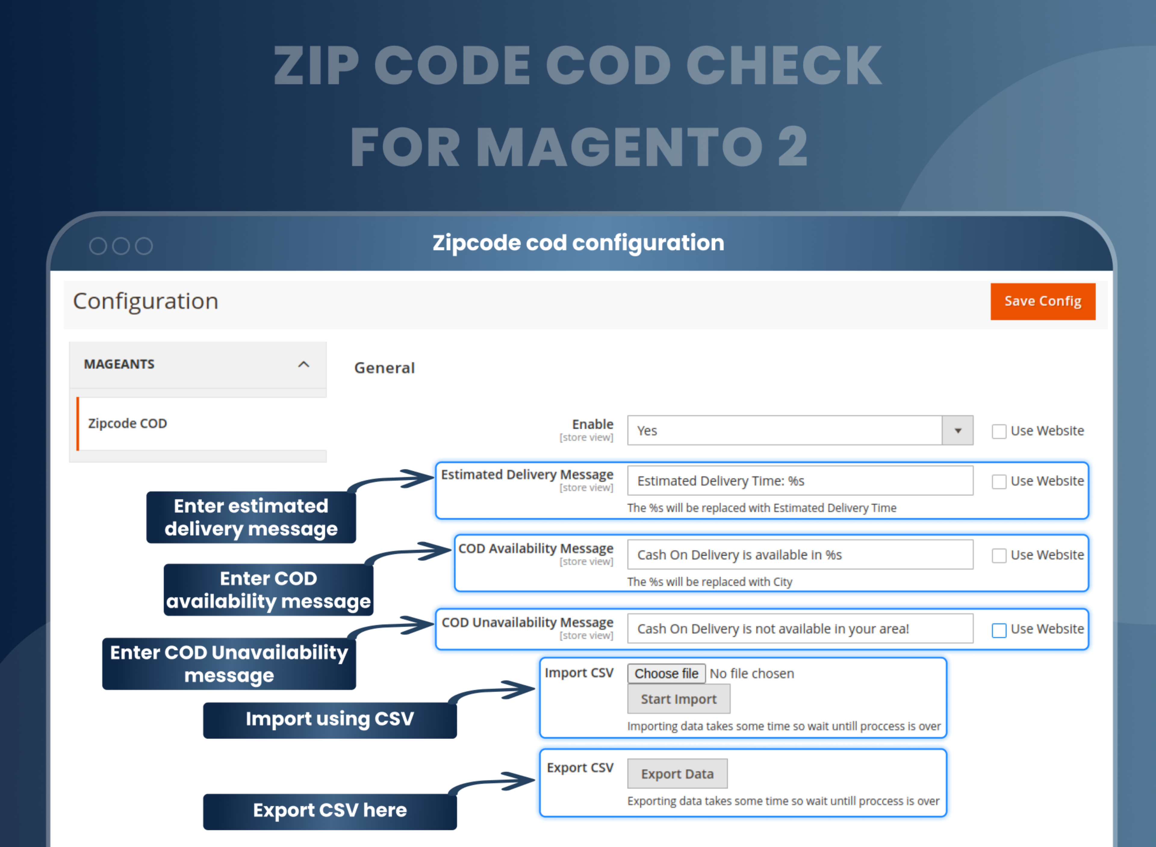 Zipcode cod configuration