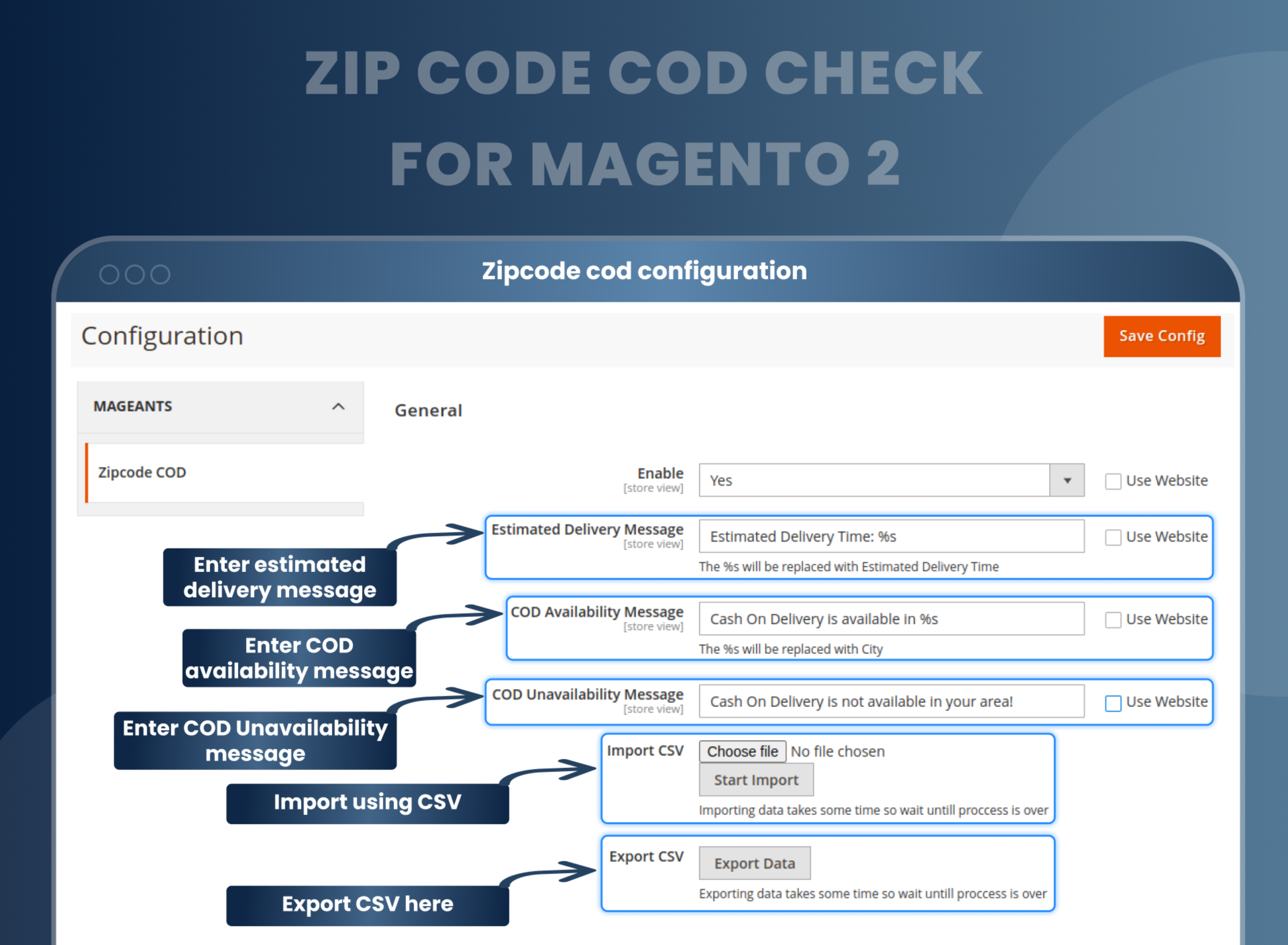  Zipcode cod configuration